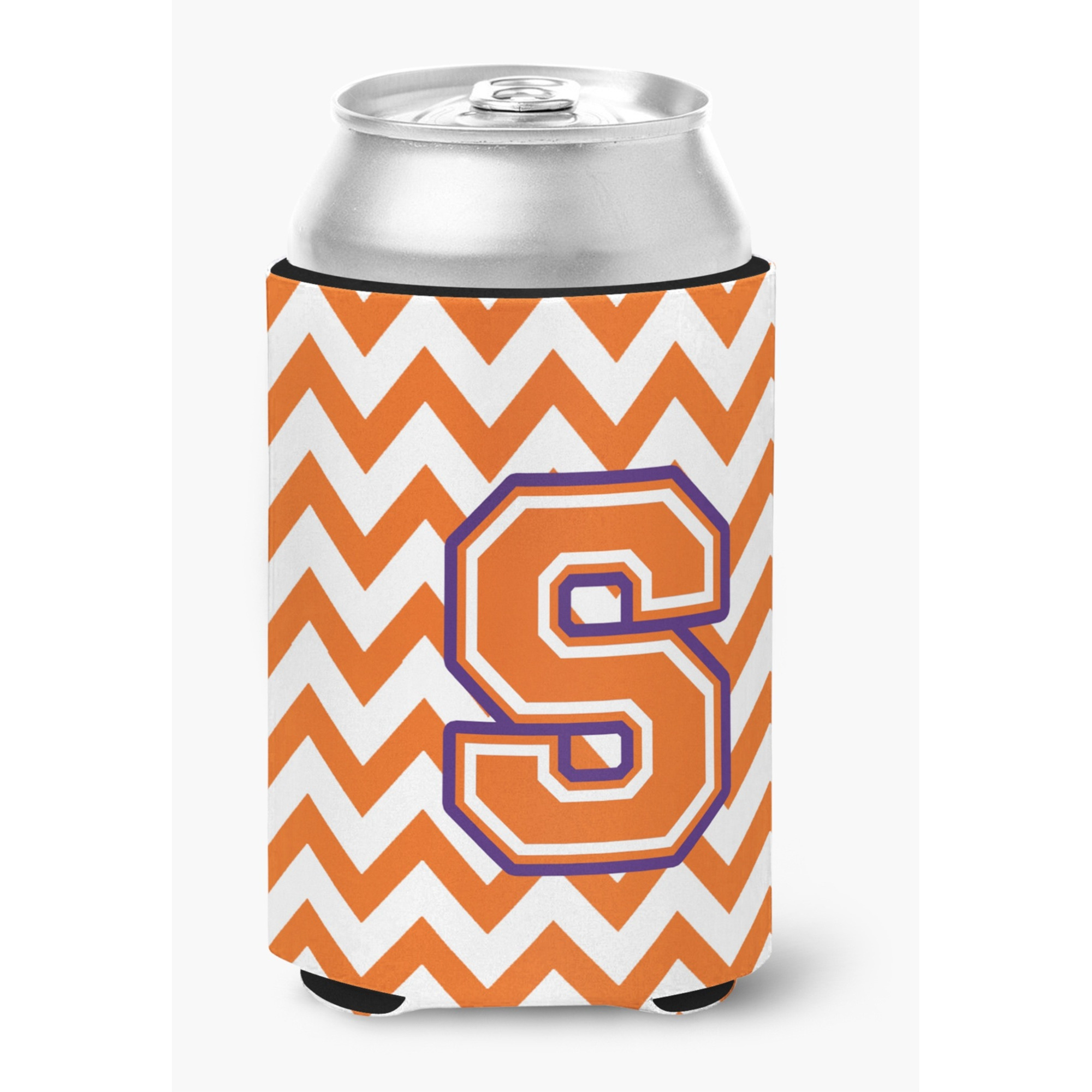 &quotCaroline's Treasures CJ1062-SCC Letter S Chevron Orange and Regalia Can or Bottle Hugger, Multicolor"