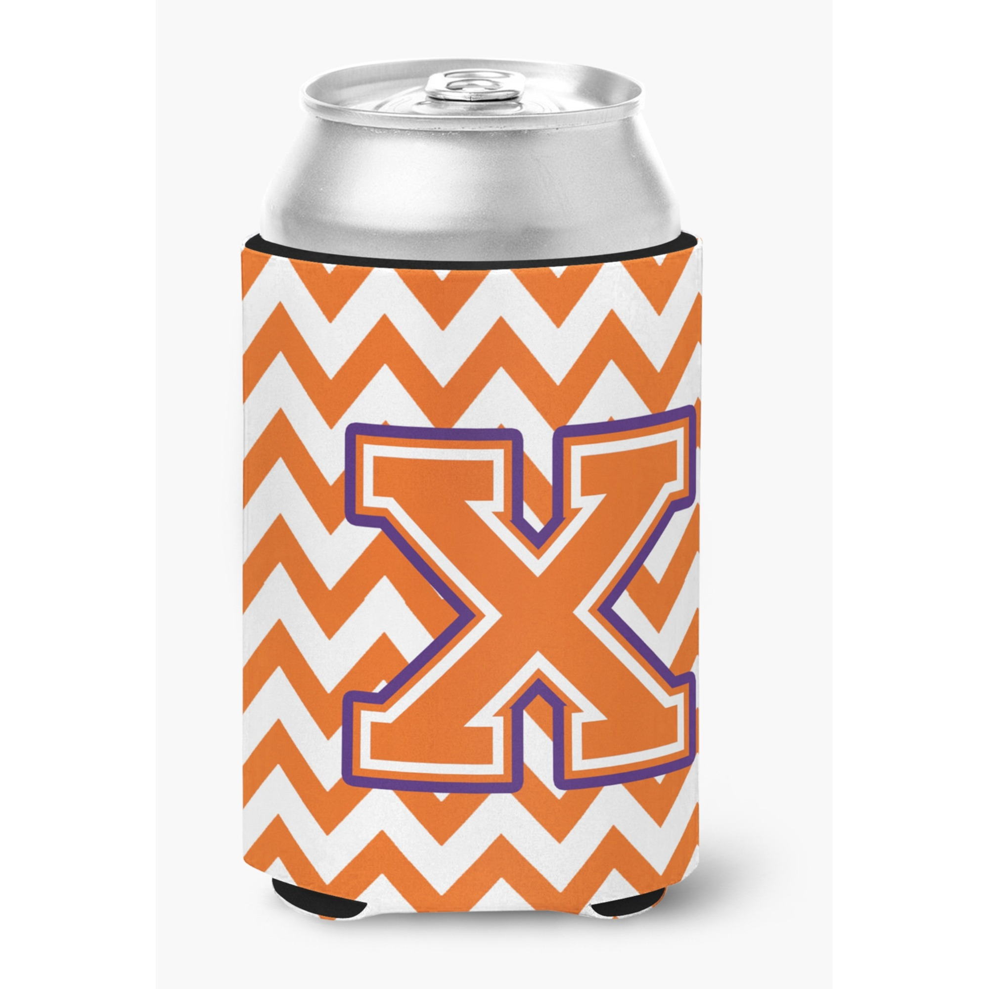 &quotCaroline's Treasures CJ1062-XCC Letter X Chevron Orange and Regalia Can or Bottle Hugger, Multicolor"