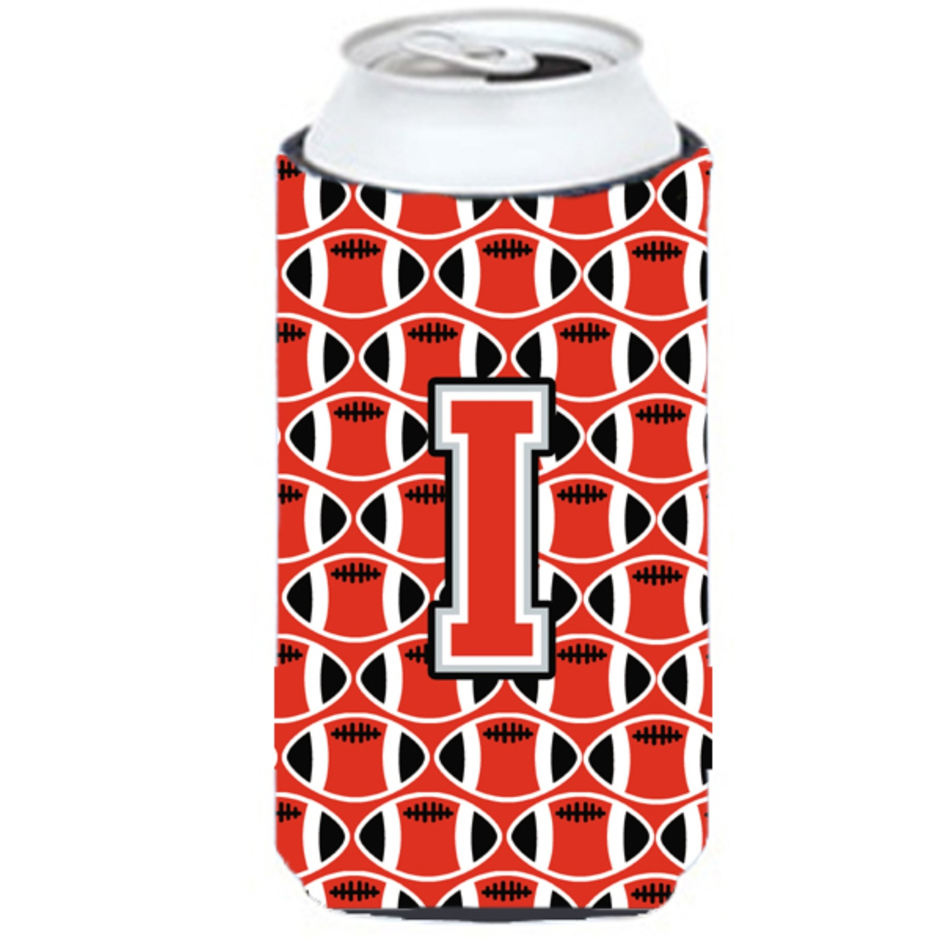 Letter I Football Scarlet and Grey Tall Boy Beverage Insulator Hugger CJ1067-ITBC