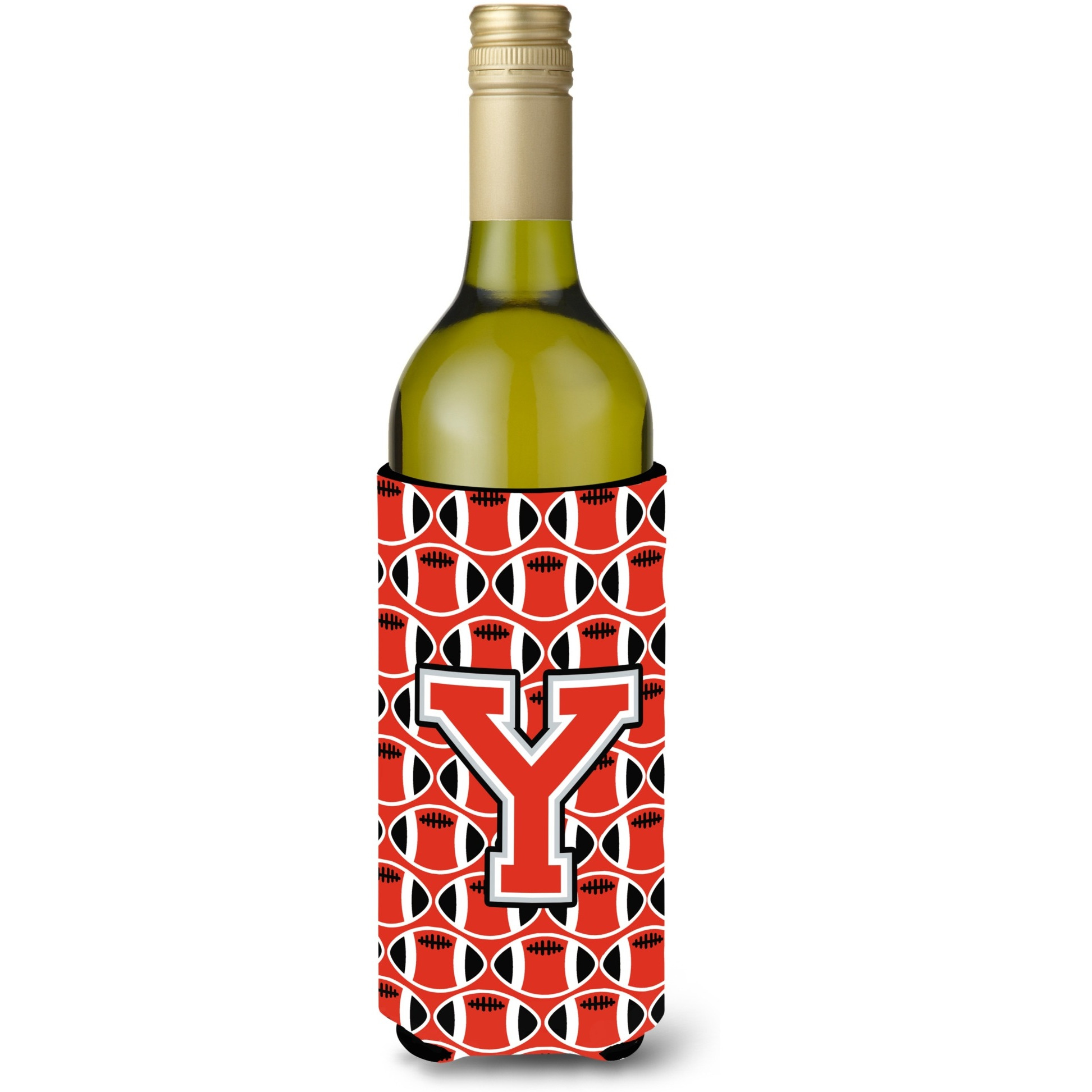 Letter Y Football Scarlet and Grey Wine Bottle Beverage Insulator Hugger CJ1067-YLITERK