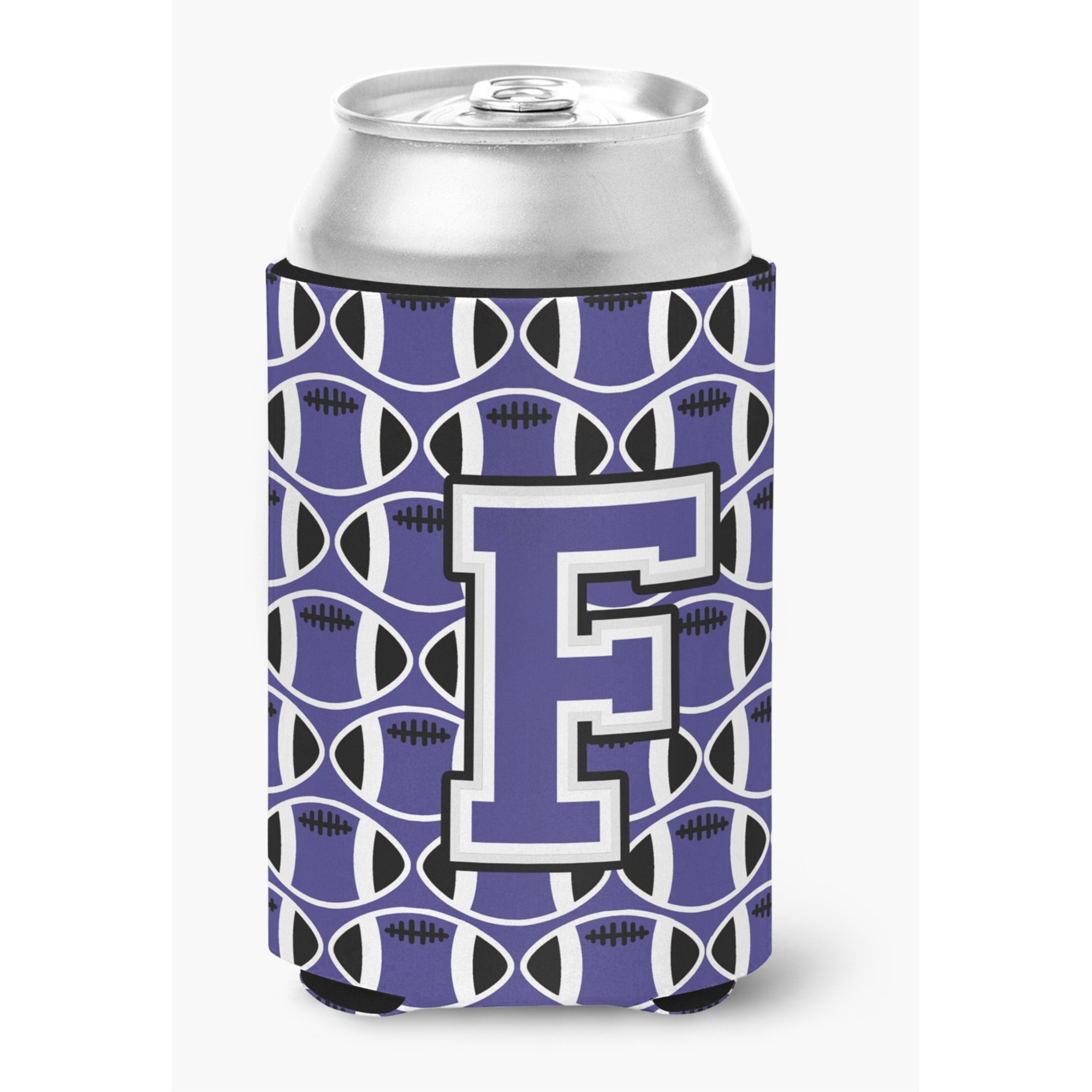 &quotCaroline's Treasures CJ1068-FCC Letter F Football Purple and White Can or Bottle Hugger, Multicolor"