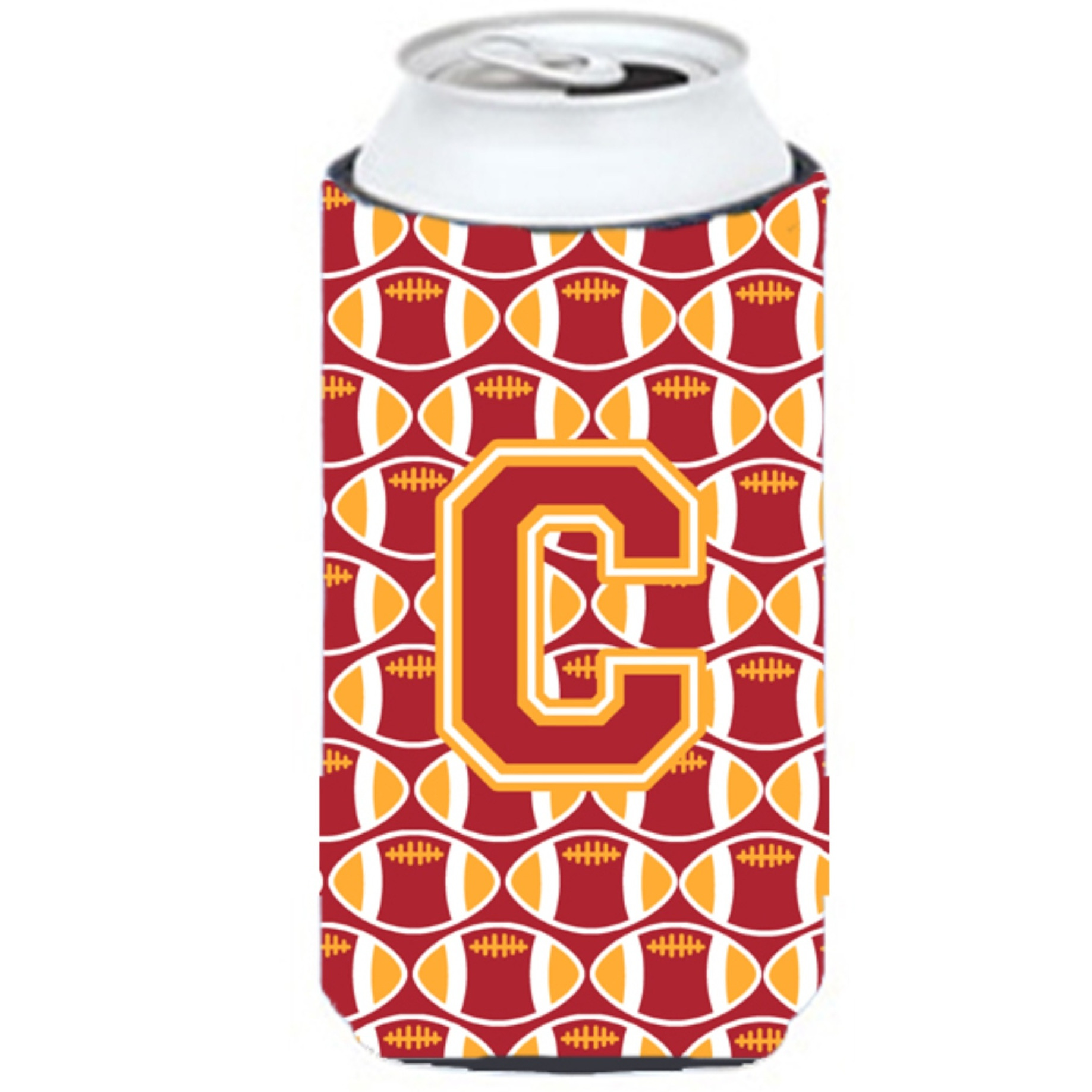Letter C Football Cardinal and Gold Tall Boy Beverage Insulator Hugger CJ1070-CTBC