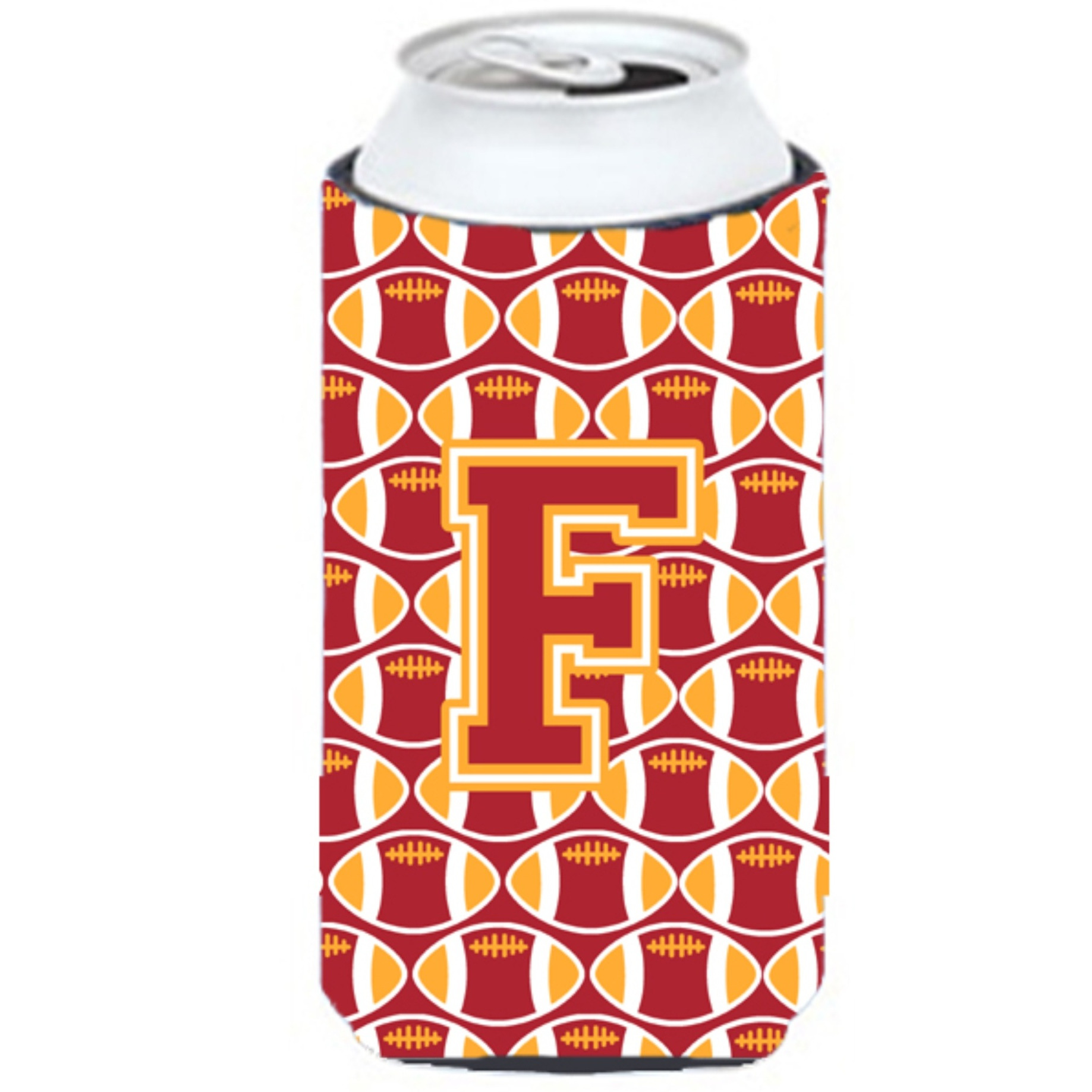 Letter F Football Cardinal and Gold Tall Boy Beverage Insulator Hugger CJ1070-FTBC