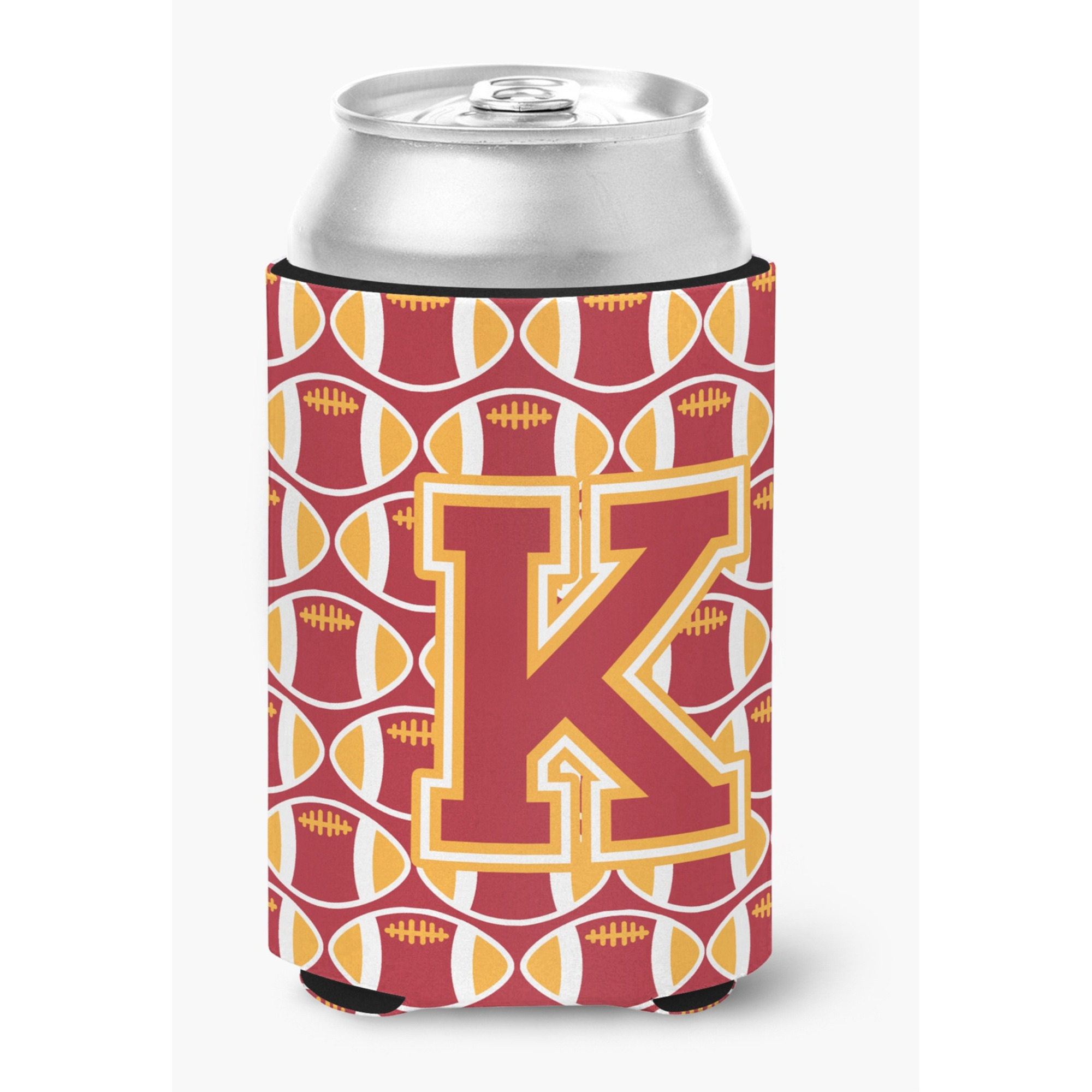 &quotCaroline's Treasures CJ1070-KCC Letter K Football Cardinal and Gold Can or Bottle Hugger, Multicolor"