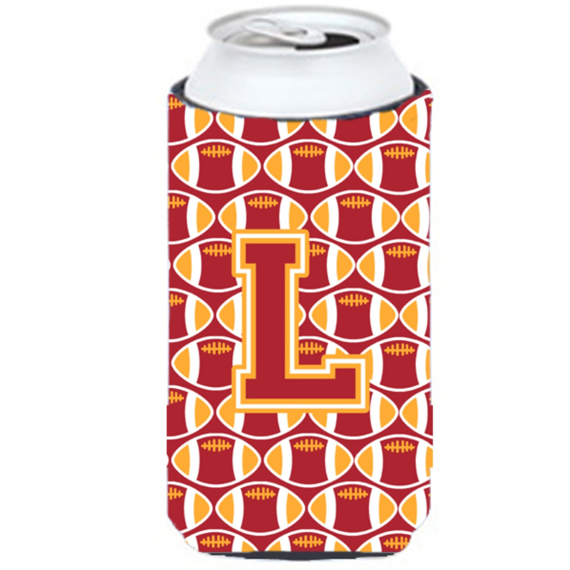 Letter L Football Cardinal and Gold Tall Boy Beverage Insulator Hugger CJ1070-LTBC