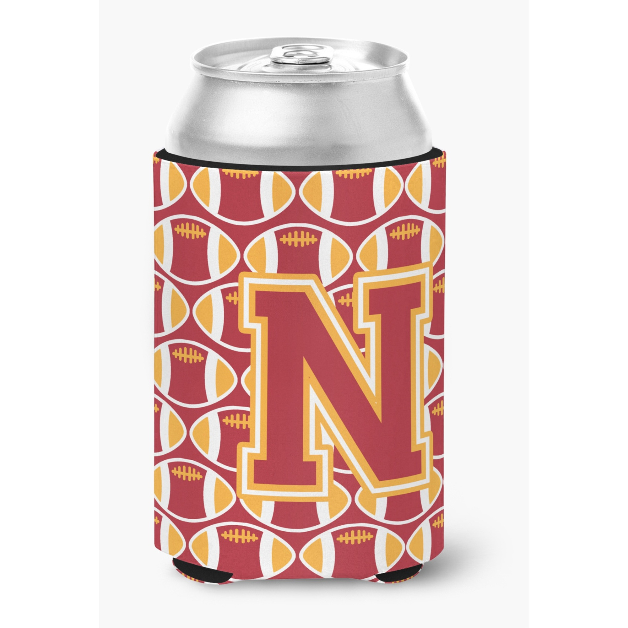 &quotCaroline's Treasures CJ1070-NCC Letter N Football Cardinal and Gold Can or Bottle Hugger, Multicolor"