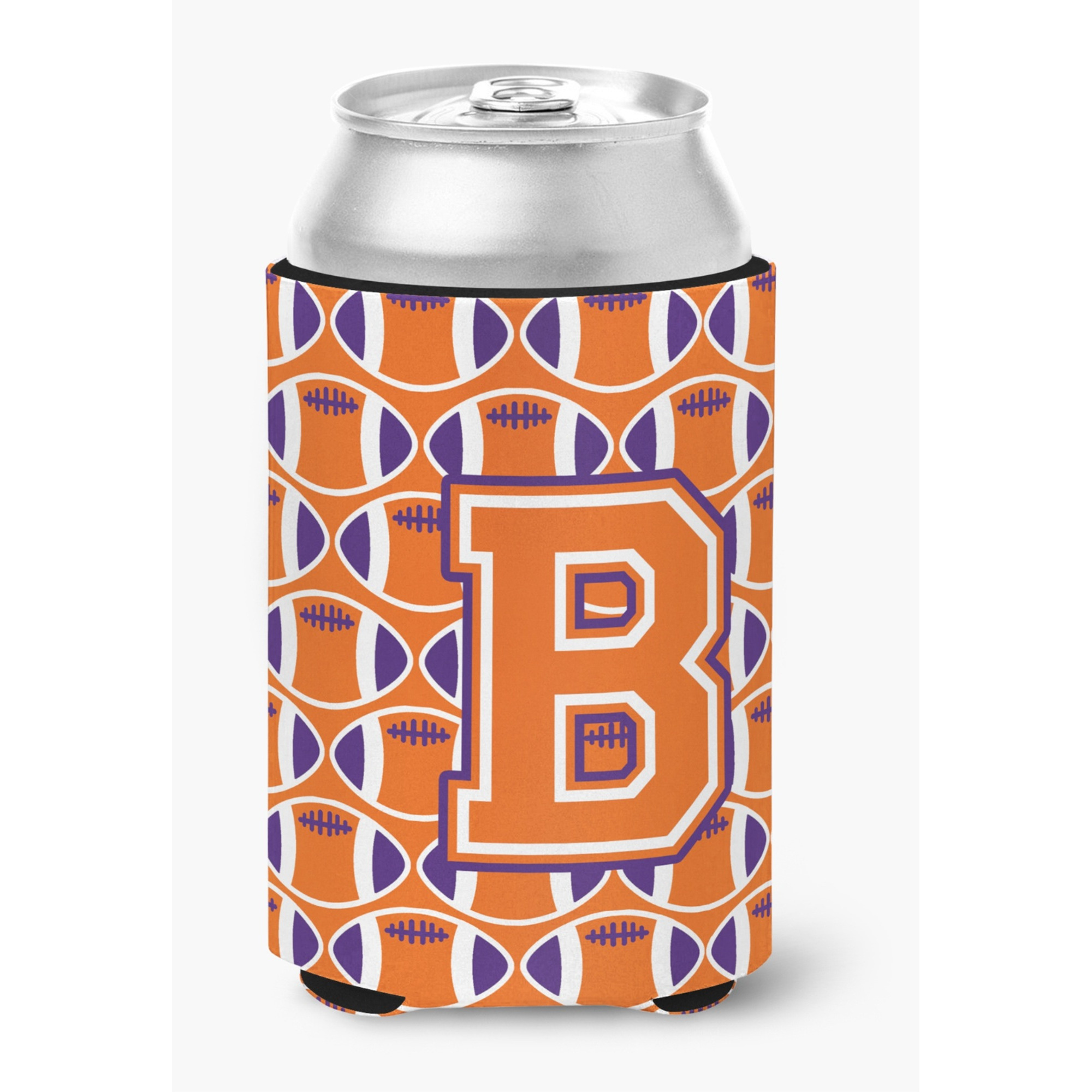 &quotCaroline's Treasures CJ1072-BCC Letter B Football Orange, White and Regalia Can or Bottle Hugger, Multicolor"