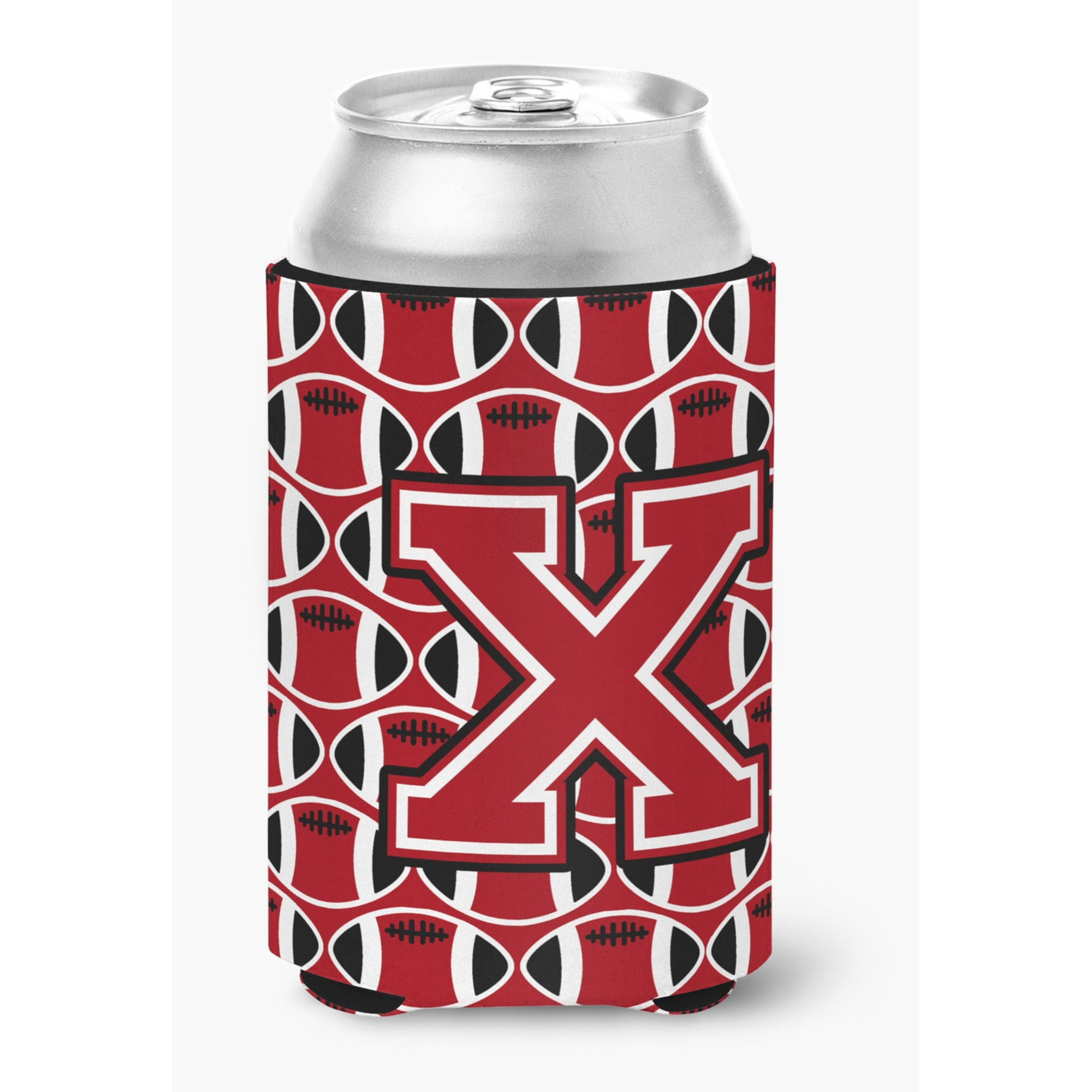 &quotCaroline's Treasures CJ1073-XCC Letter X Football Red, Black and White Can or Bottle Hugger, Multicolor"
