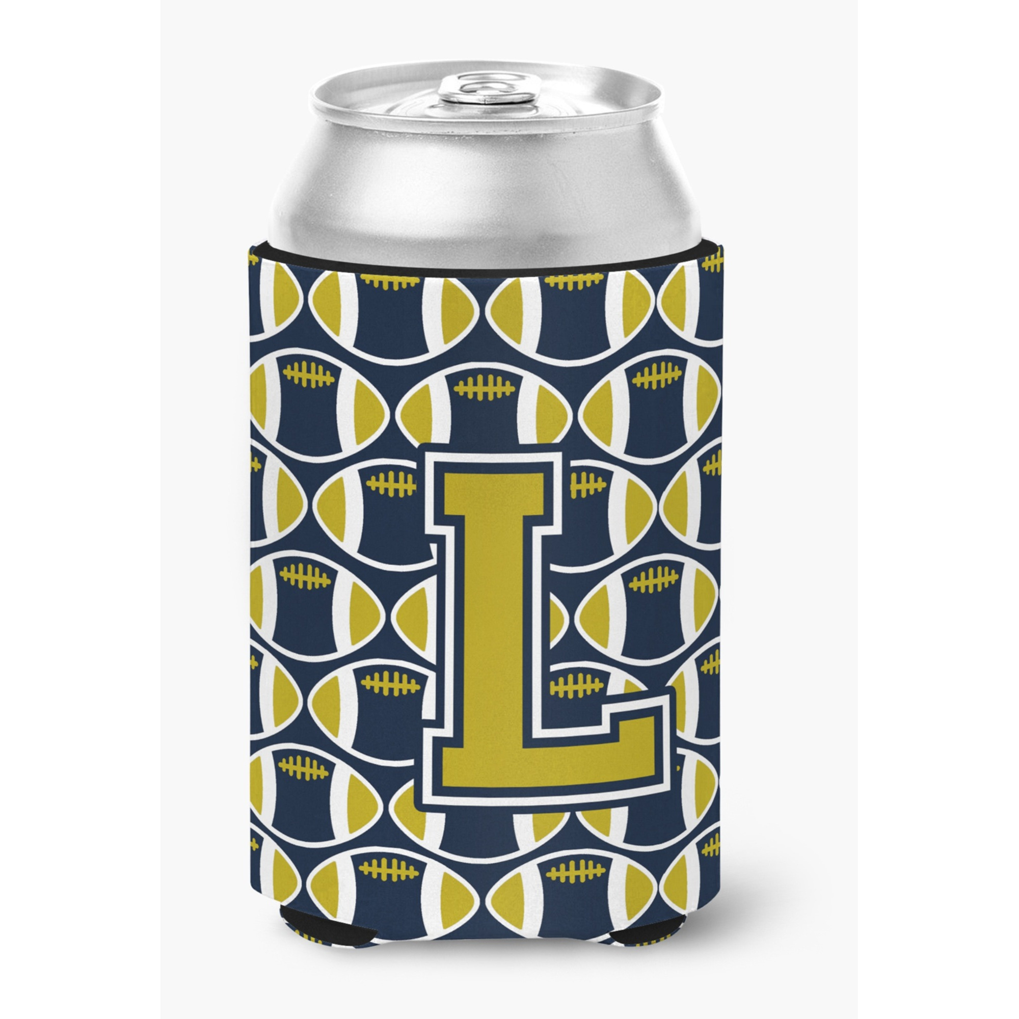&quotCaroline's Treasures CJ1074-LCC Letter L Football Blue and Gold Can or Bottle Hugger, Multicolor"