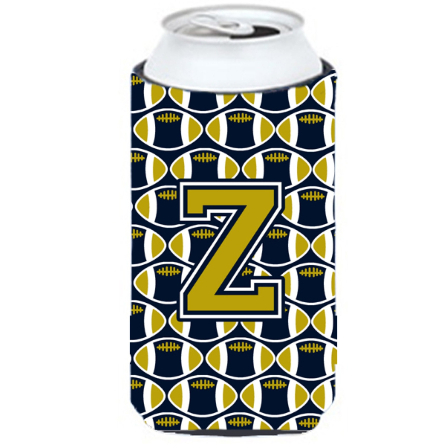 Letter Z Football Blue and Gold Tall Boy Beverage Insulator Hugger CJ1074-ZTBC