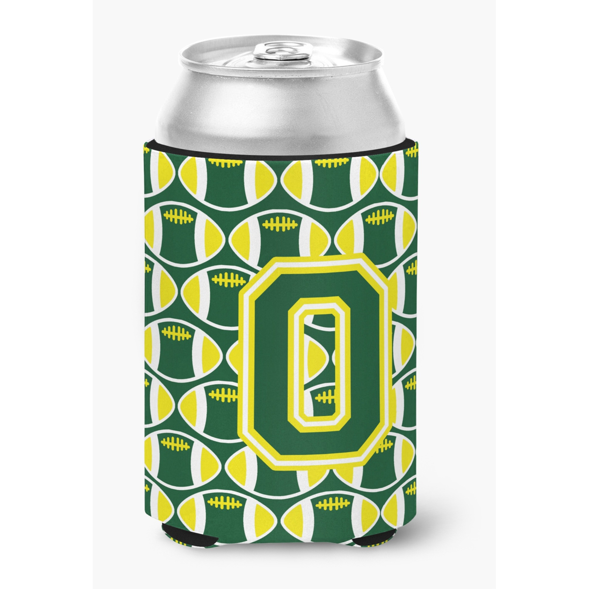 &quotCaroline's Treasures CJ1075-OCC Letter O Football Green and Yellow Can or Bottle Hugger, Multicolor"