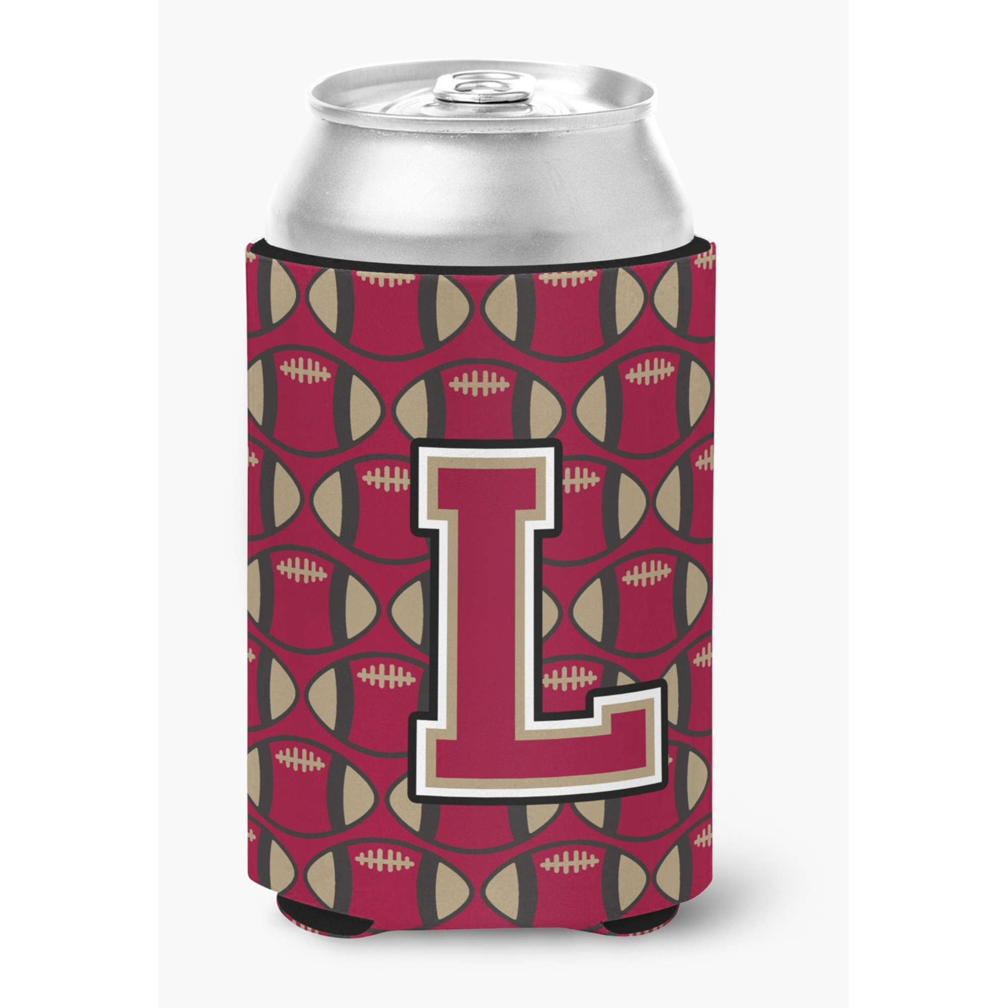 &quotCaroline's Treasures CJ1078-LCC Letter L Football Garnet and Gold Can or Bottle Hugger, Multicolor"