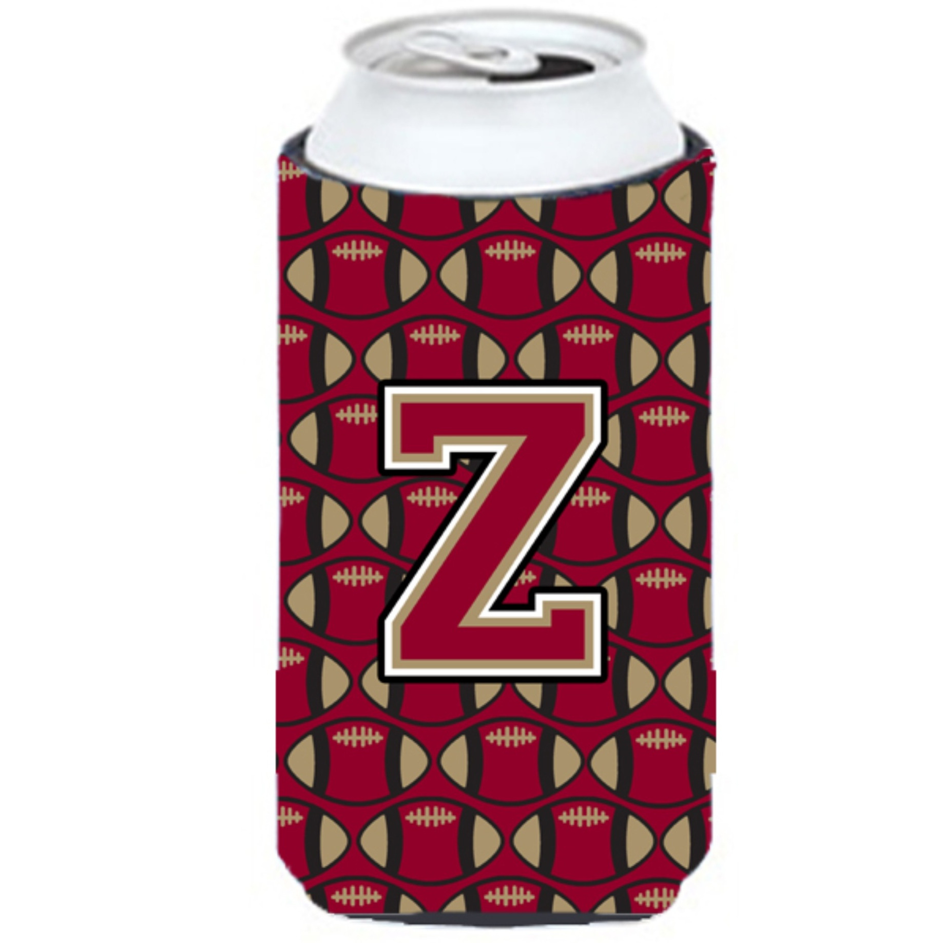 Letter Z Football Garnet and Gold Tall Boy Beverage Insulator Hugger CJ1078-ZTBC
