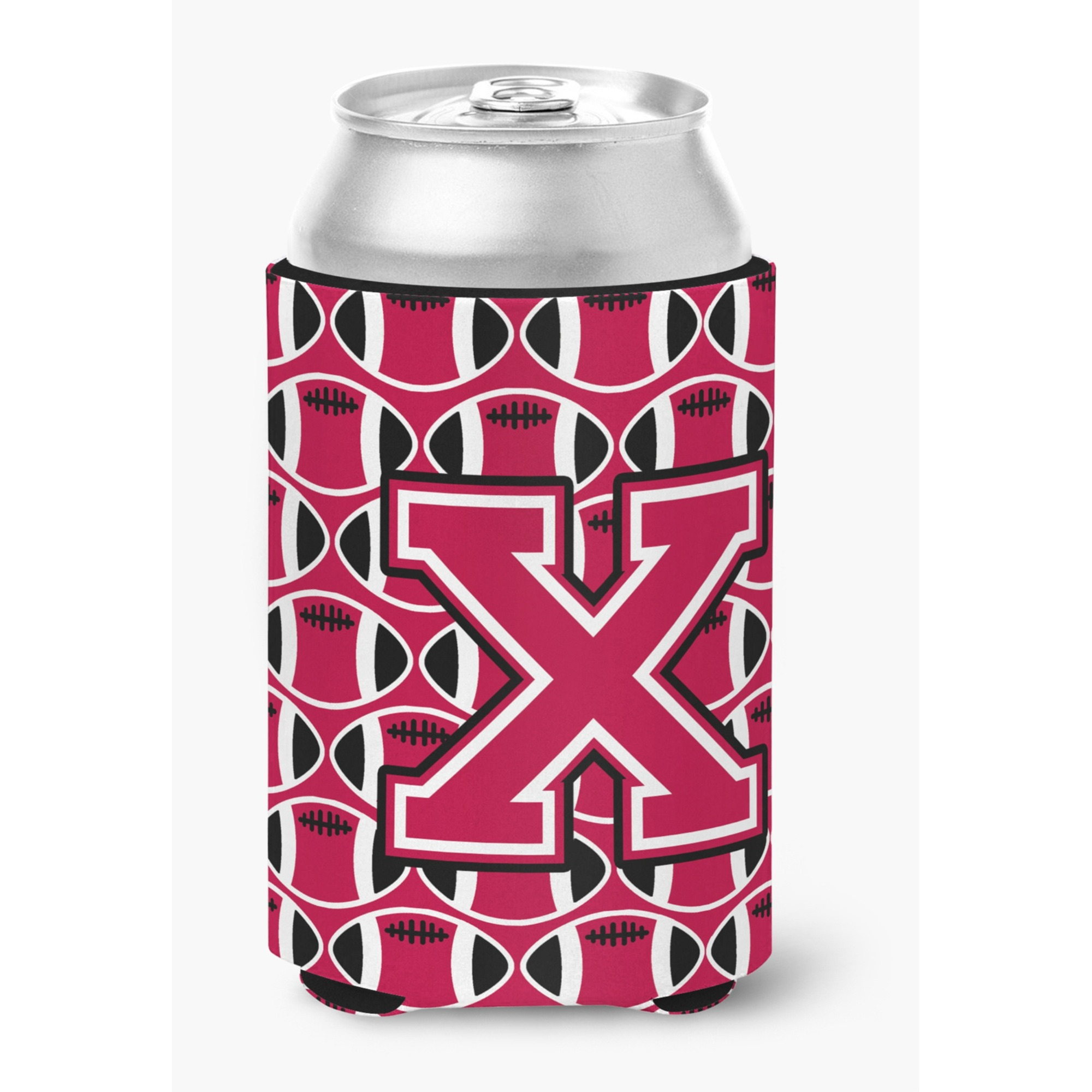 &quotCaroline's Treasures CJ1079-XCC Letter X Football Crimson and White Can or Bottle Hugger, Multicolor"