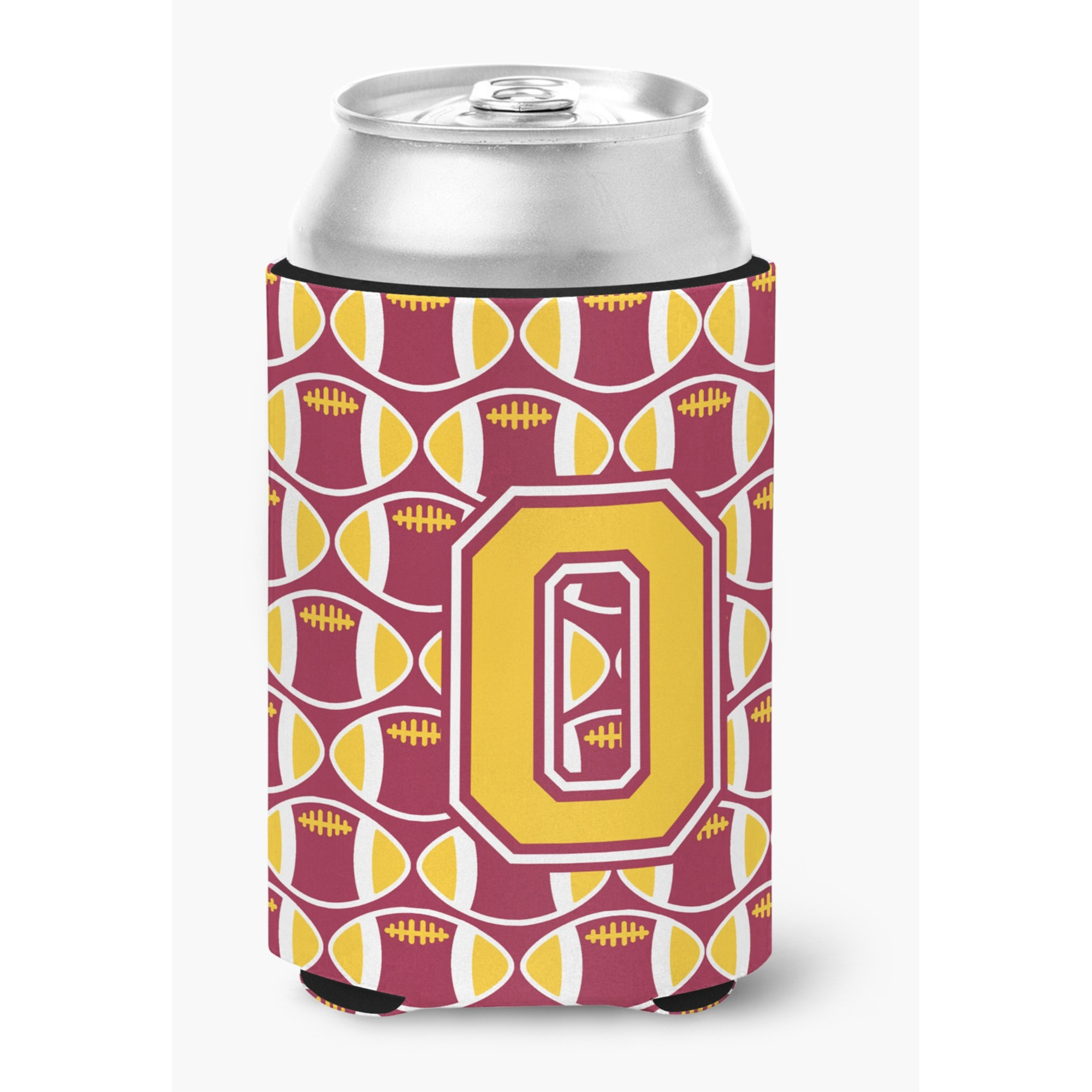 &quotCaroline's Treasures CJ1081-OCC Letter O Football Maroon and Gold Can or Bottle Hugger, Multicolor"