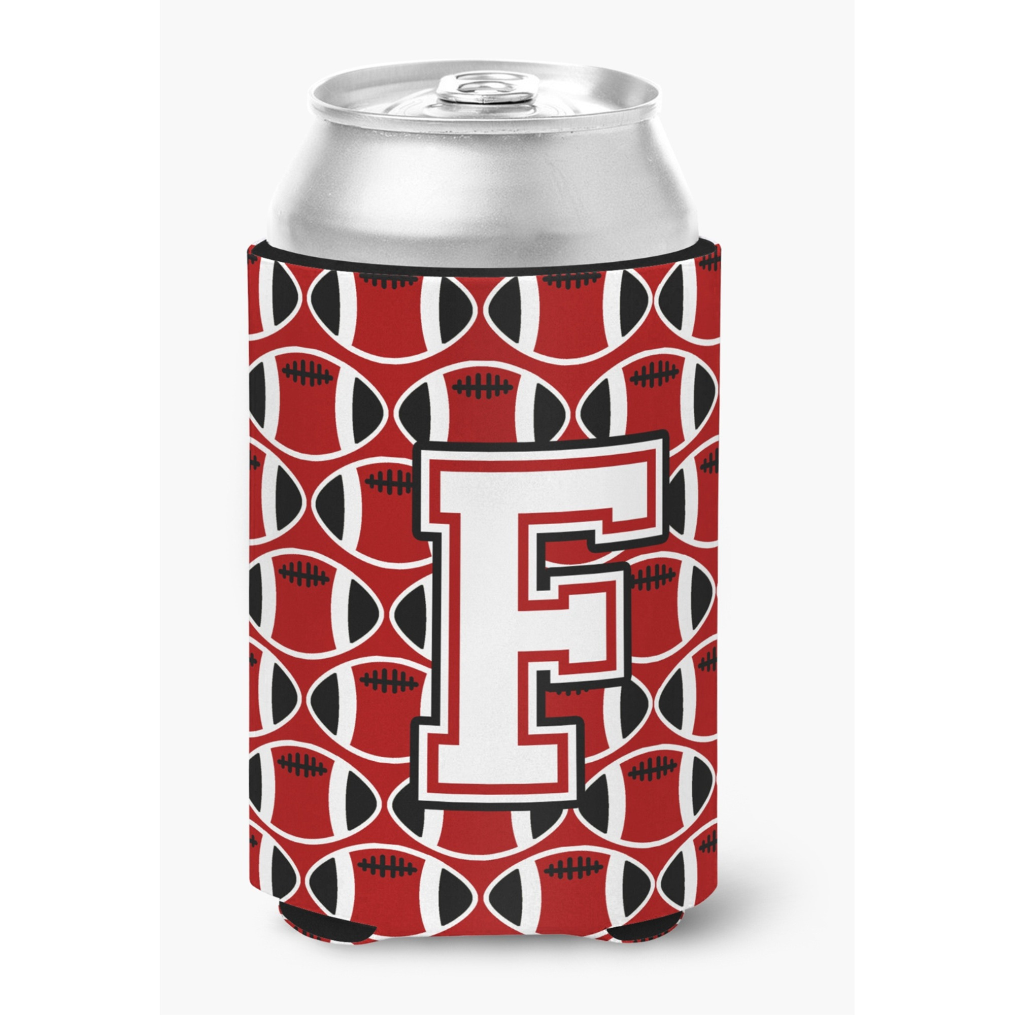 &quotCaroline's Treasures CJ1082-FCC Letter F Football Cardinal and White Can or Bottle Hugger, Multicolor"