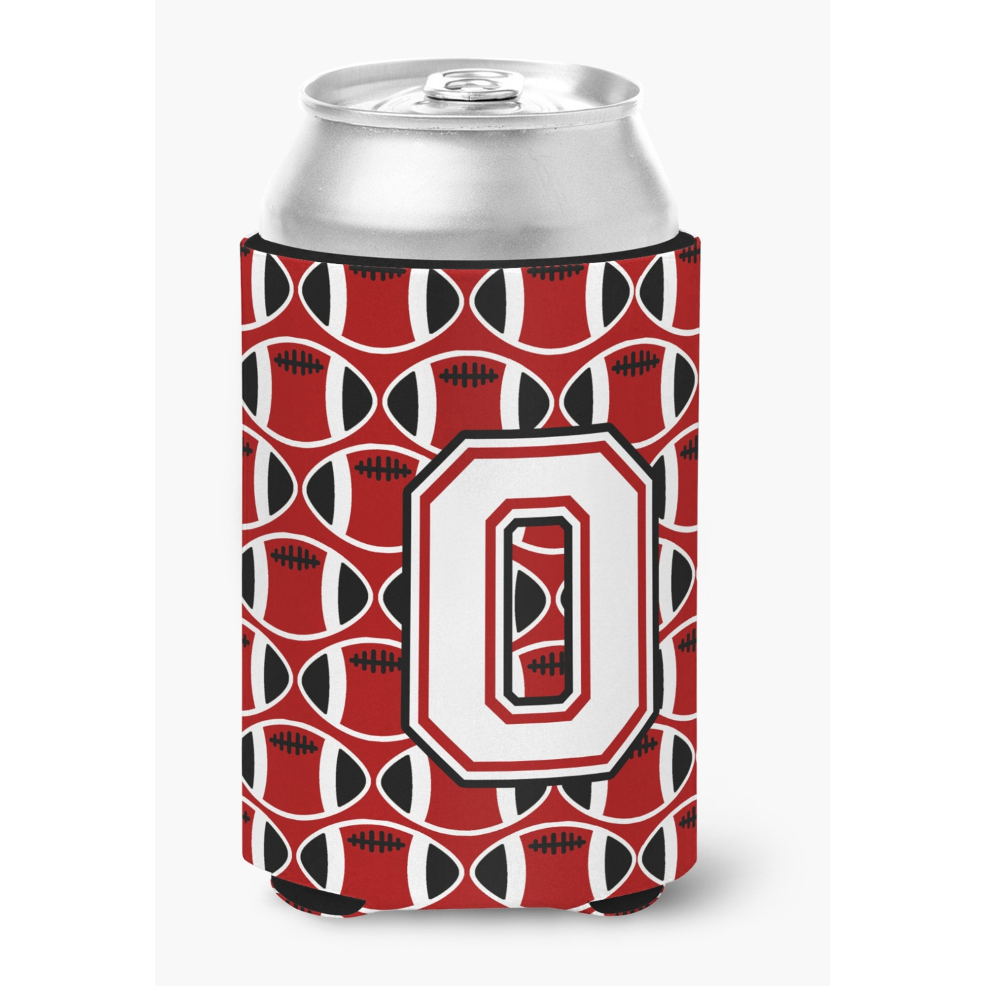 &quotCaroline's Treasures CJ1082-OCC Letter O Football Cardinal and White Can or Bottle Hugger, Multicolor"