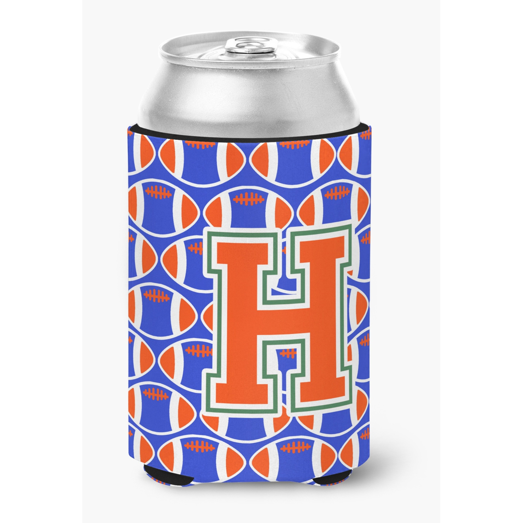 &quotCaroline's Treasures CJ1083-HCC Letter H Football Green, Blue and Orange Can or Bottle Hugger, Multicolor"