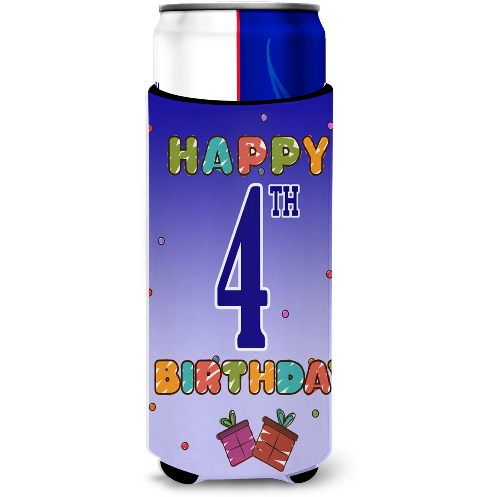 Happy 4th Birthday Ultra Beverage Insulators for slim cans CJ1095MUK