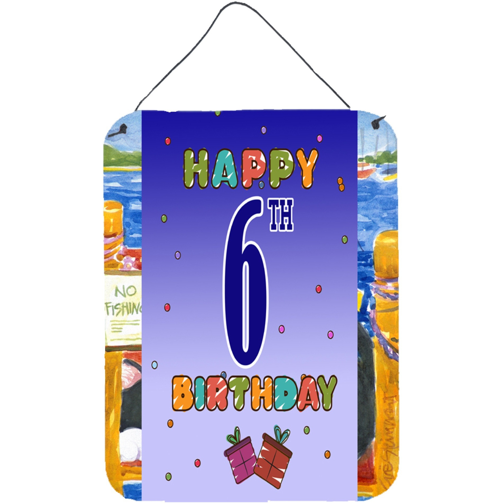 &quotCaroline's Treasures CJ1097DS1216 Happy 6th Birthday Wall or Door Hanging Prints, 16 x 12"", Multicolor"