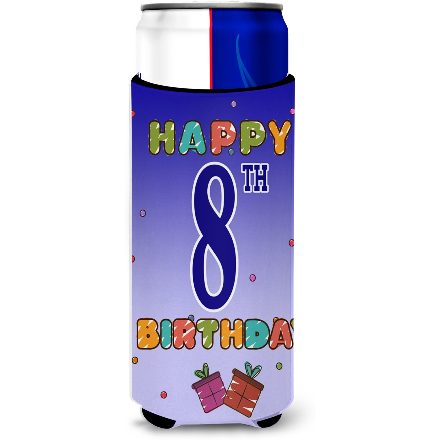 Happy 8th Birthday Ultra Beverage Insulators for slim cans CJ1099MUK