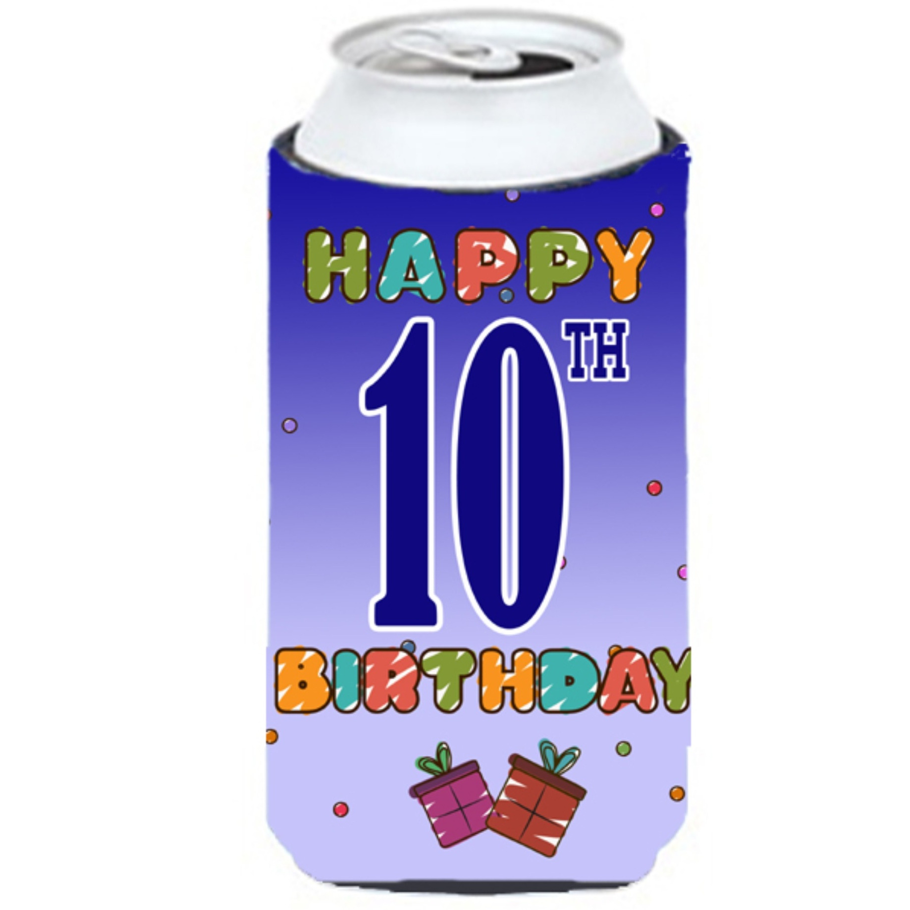 Happy 10th Birthday Tall Boy Beverage Insulator Hugger CJ1101TBC