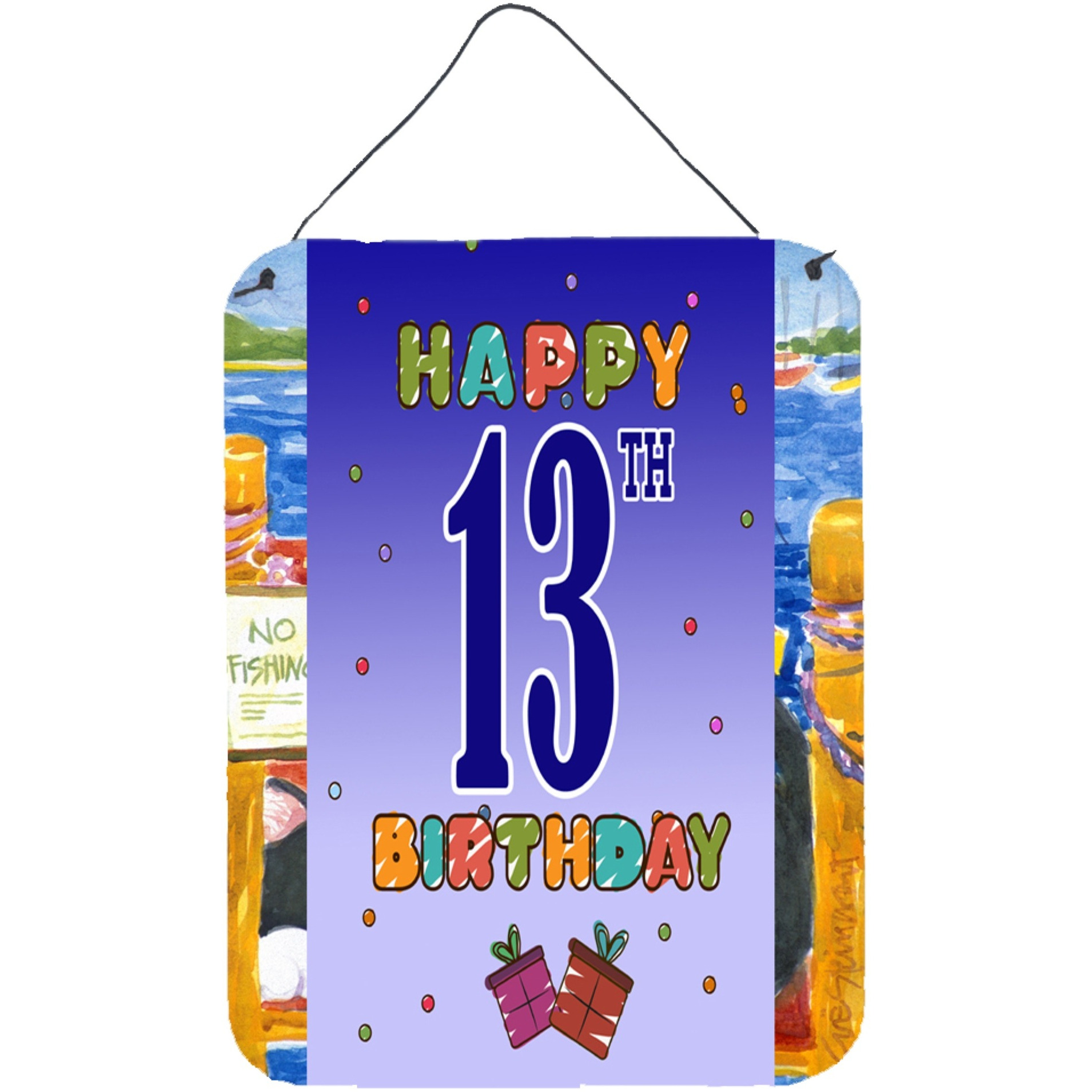 &quotCaroline's Treasures CJ1104DS1216 Happy 13th Birthday Wall or Door Hanging Prints, 16 x 12"", Multicolor"