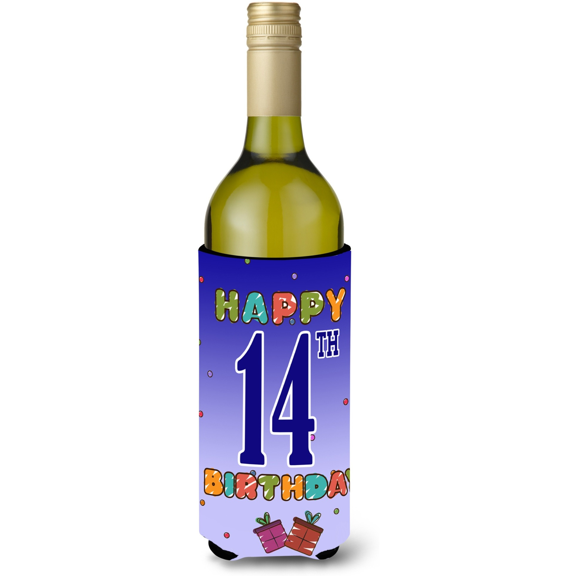 Happy 14th Birthday Wine Bottle Beverage Insulator Hugger CJ1105LITERK