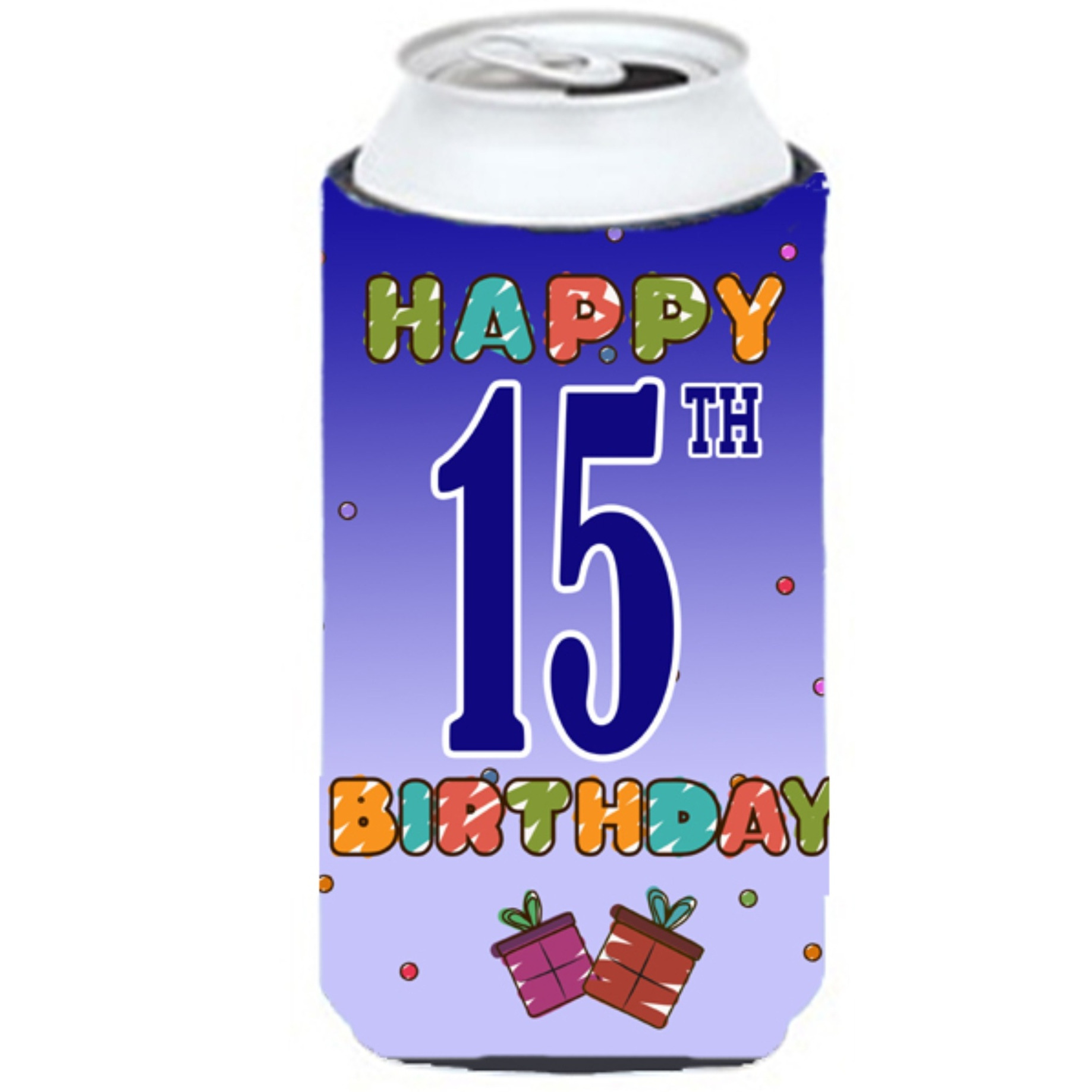 Happy 15th Birthday Tall Boy Beverage Insulator Hugger CJ1106TBC