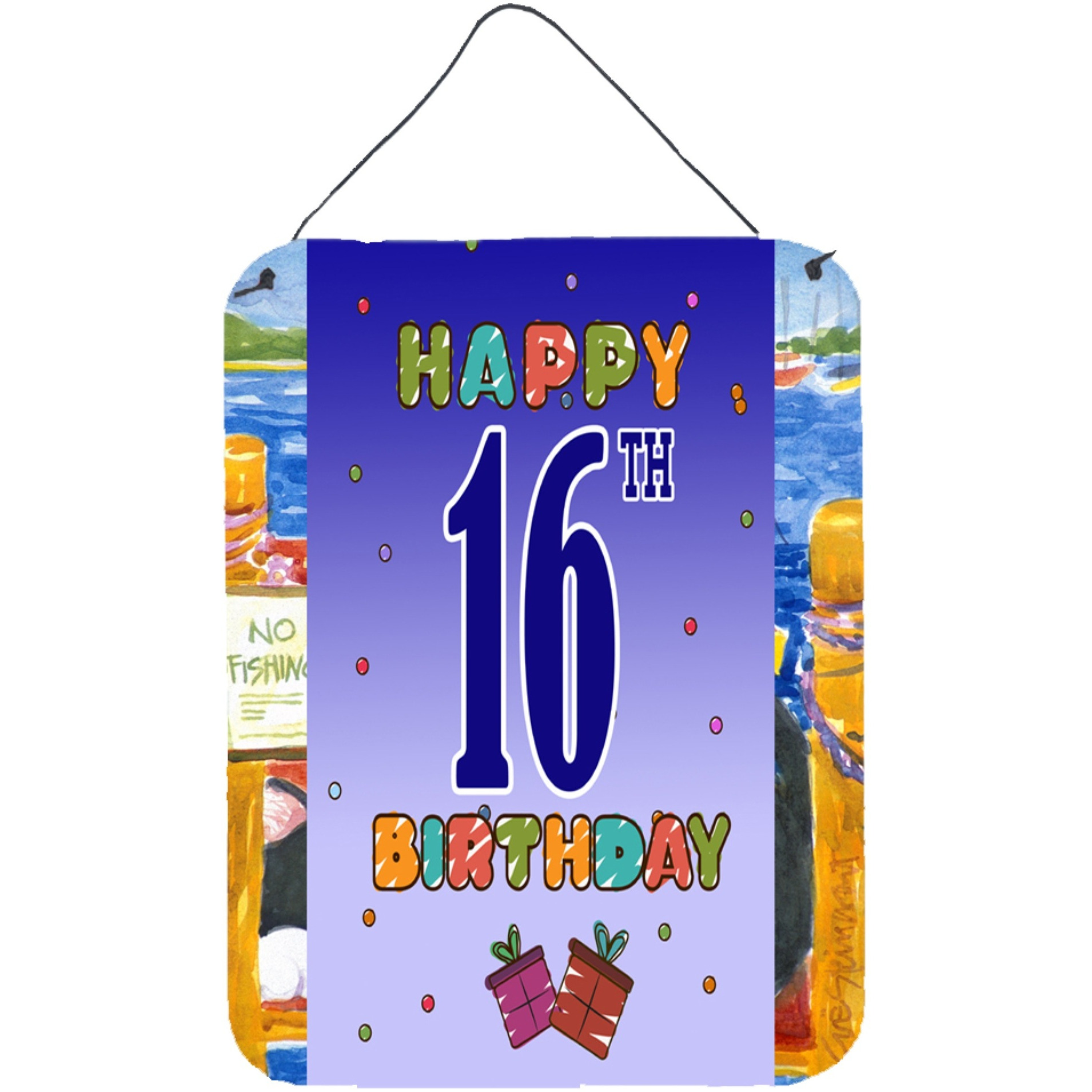&quotCaroline's Treasures CJ1107DS1216 Happy 16th Birthday Wall or Door Hanging Prints, 16 x 12"", Multicolor"