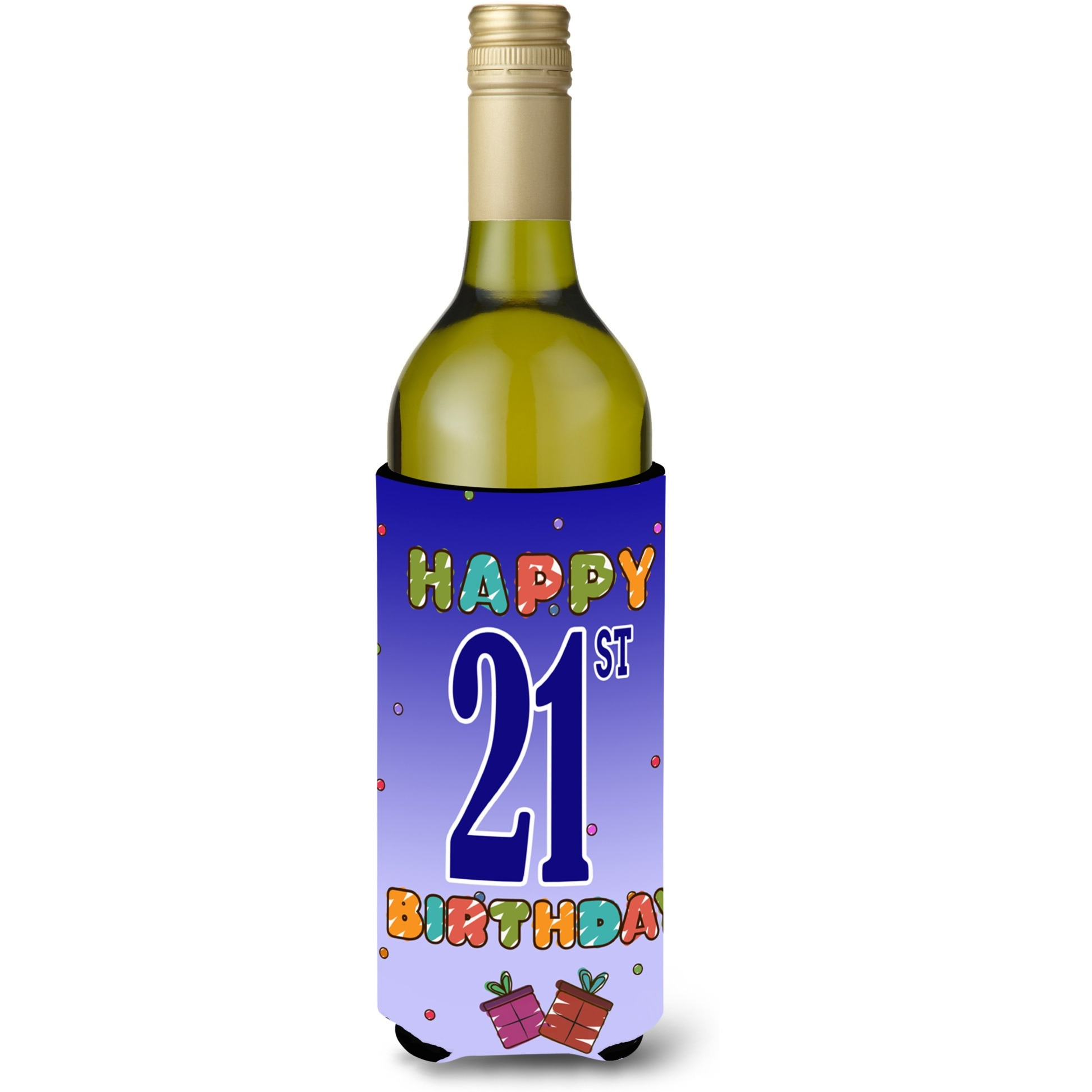 Happy 21st Birthday Wine Bottle Beverage Insulator Hugger CJ1121LITERK