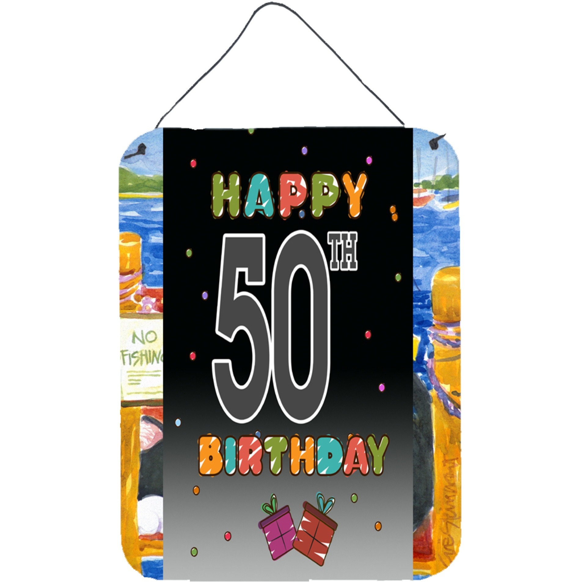 &quotCaroline's Treasures CJ1124DS1216 Happy 50th Birthday Wall or Door Hanging Prints, 16 x 12"", Multicolor"