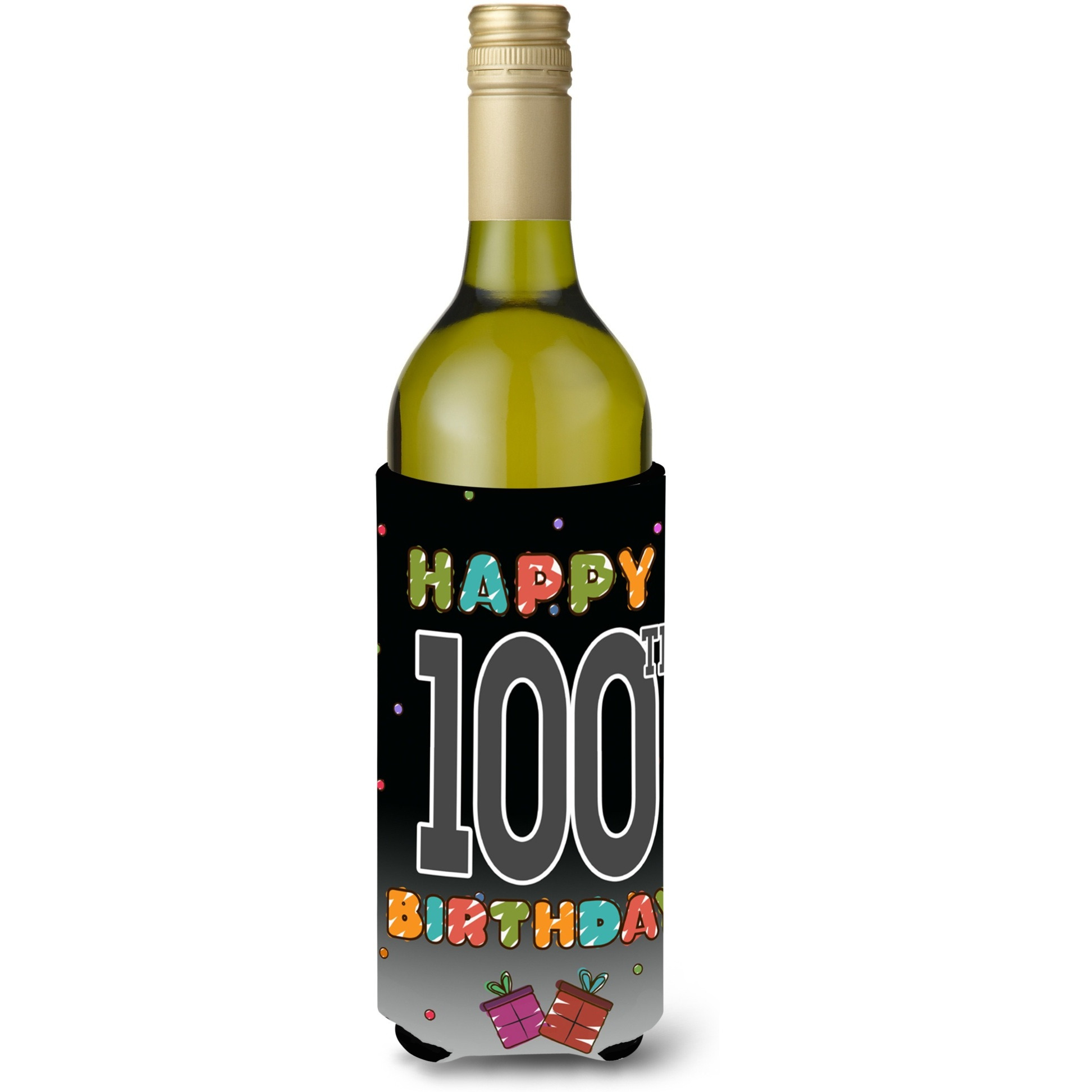 Happy 100th Birthday Wine Bottle Beverage Insulator Hugger CJ1129LITERK
