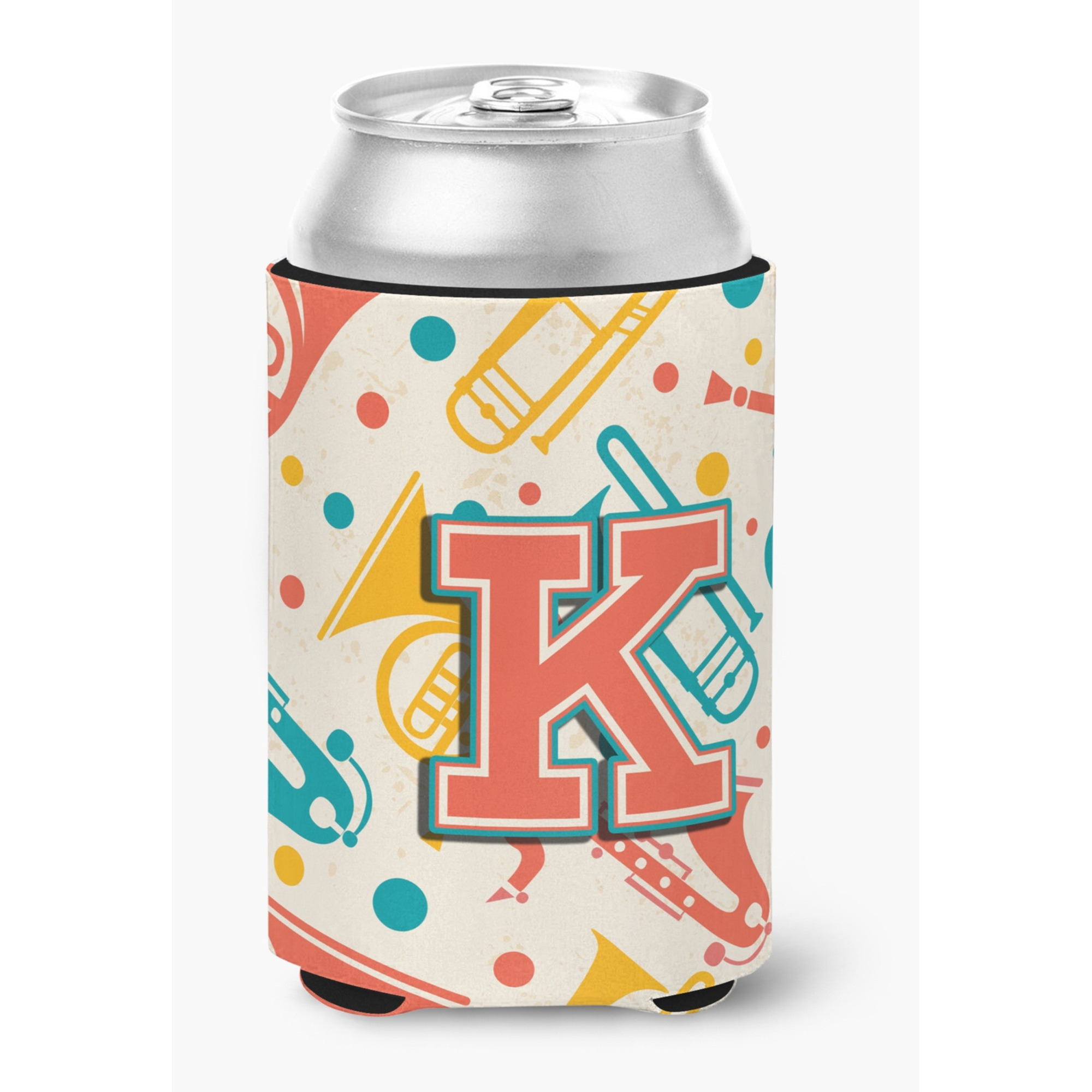 Letter K Retro Teal Orange Musical Instruments Initial Can or Bottle Hugger CJ2001-KCC