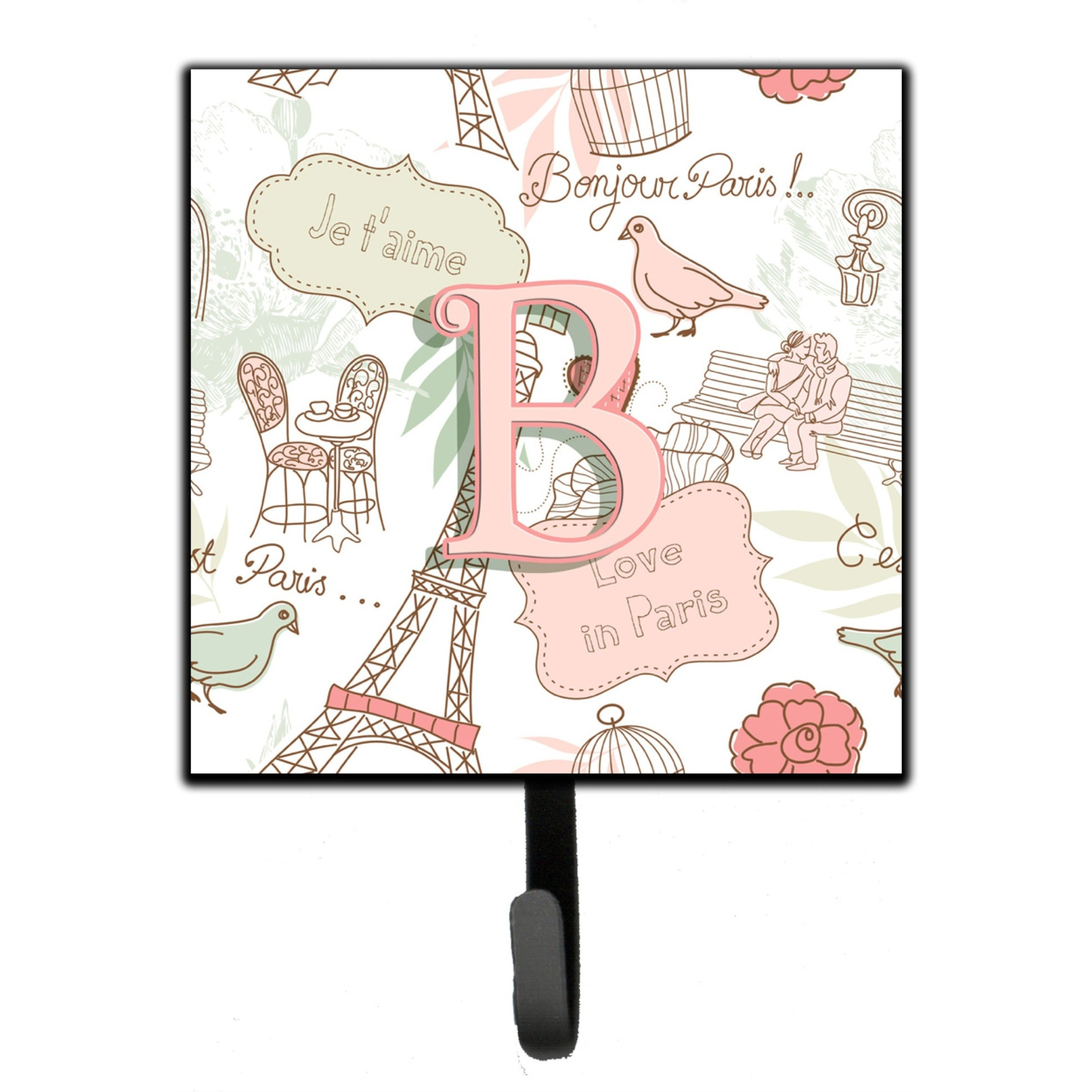 &quotCaroline's Treasures CJ2002-BSH4 Letter B Love In Paris Pink Leash or Key Holder, Small, Multicolor"