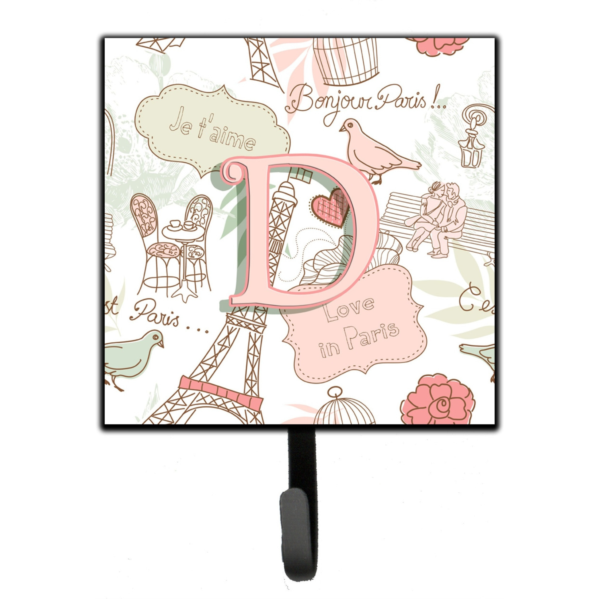 &quotCaroline's Treasures CJ2002-DSH4 Letter D Love In Paris Pink Leash or Key Holder, Small, Multicolor"