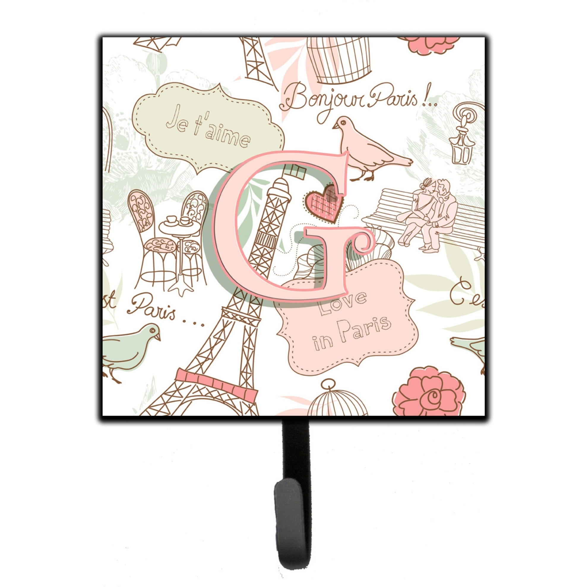&quotCaroline's Treasures CJ2002-GSH4 Letter G Love In Paris Pink Leash or Key Holder, Small, Multicolor"