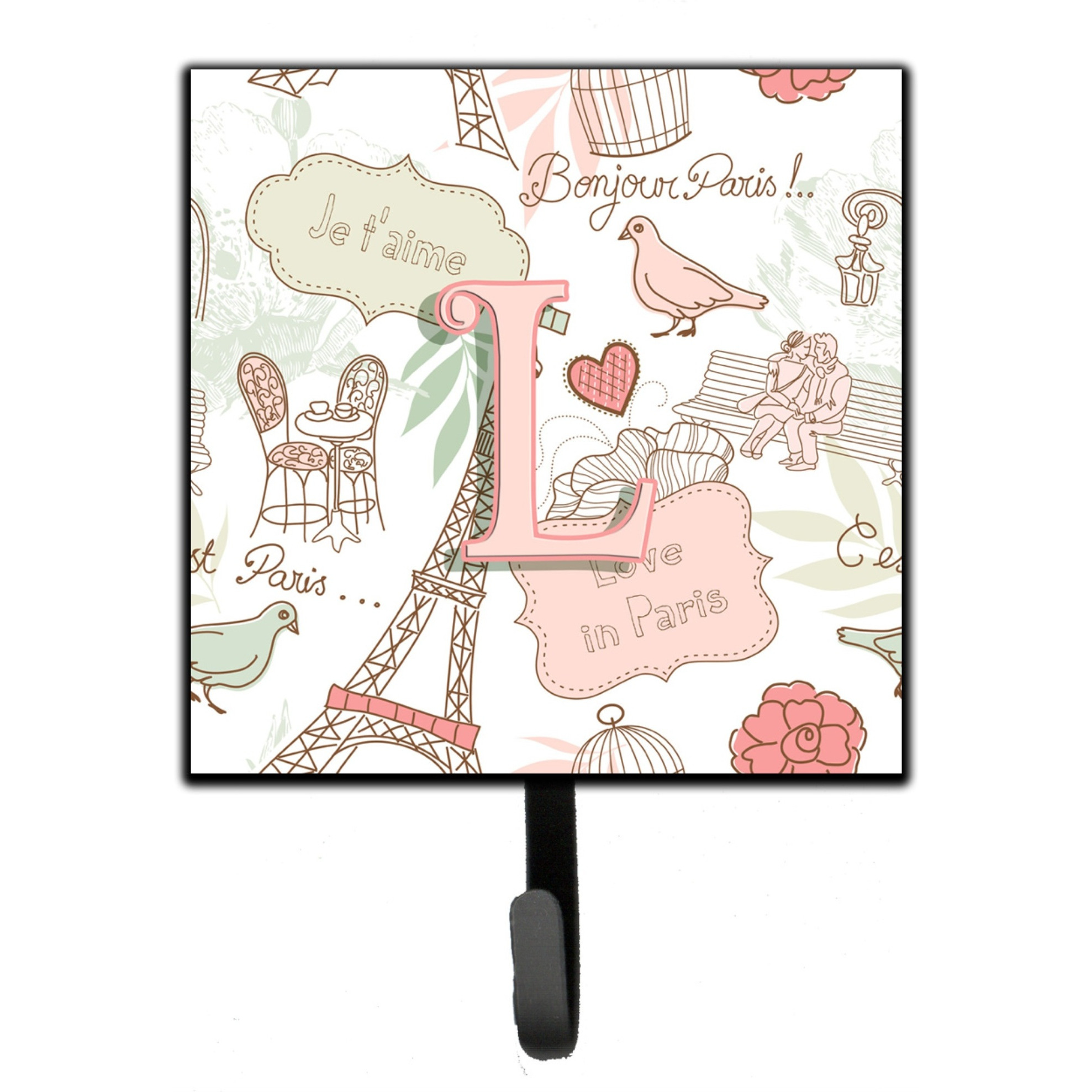 &quotCaroline's Treasures CJ2002-LSH4 Letter L Love In Paris Pink Leash or Key Holder, Small, Multicolor"