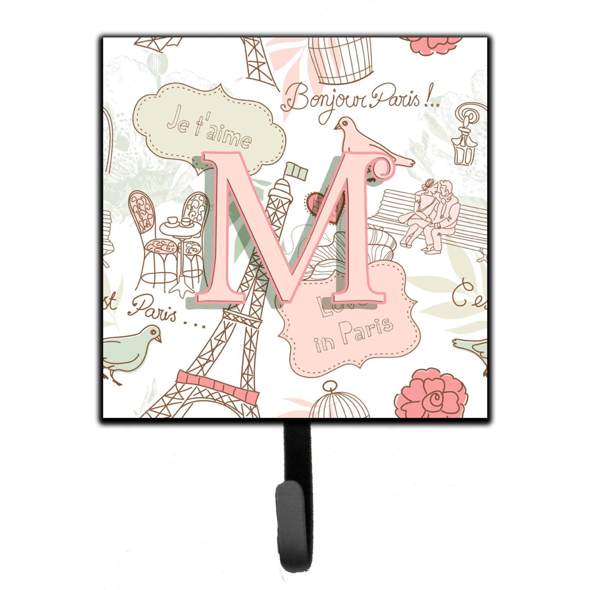 &quotCaroline's Treasures CJ2002-MSH4 Letter M Love In Paris Pink Leash or Key Holder, Small, Multicolor"