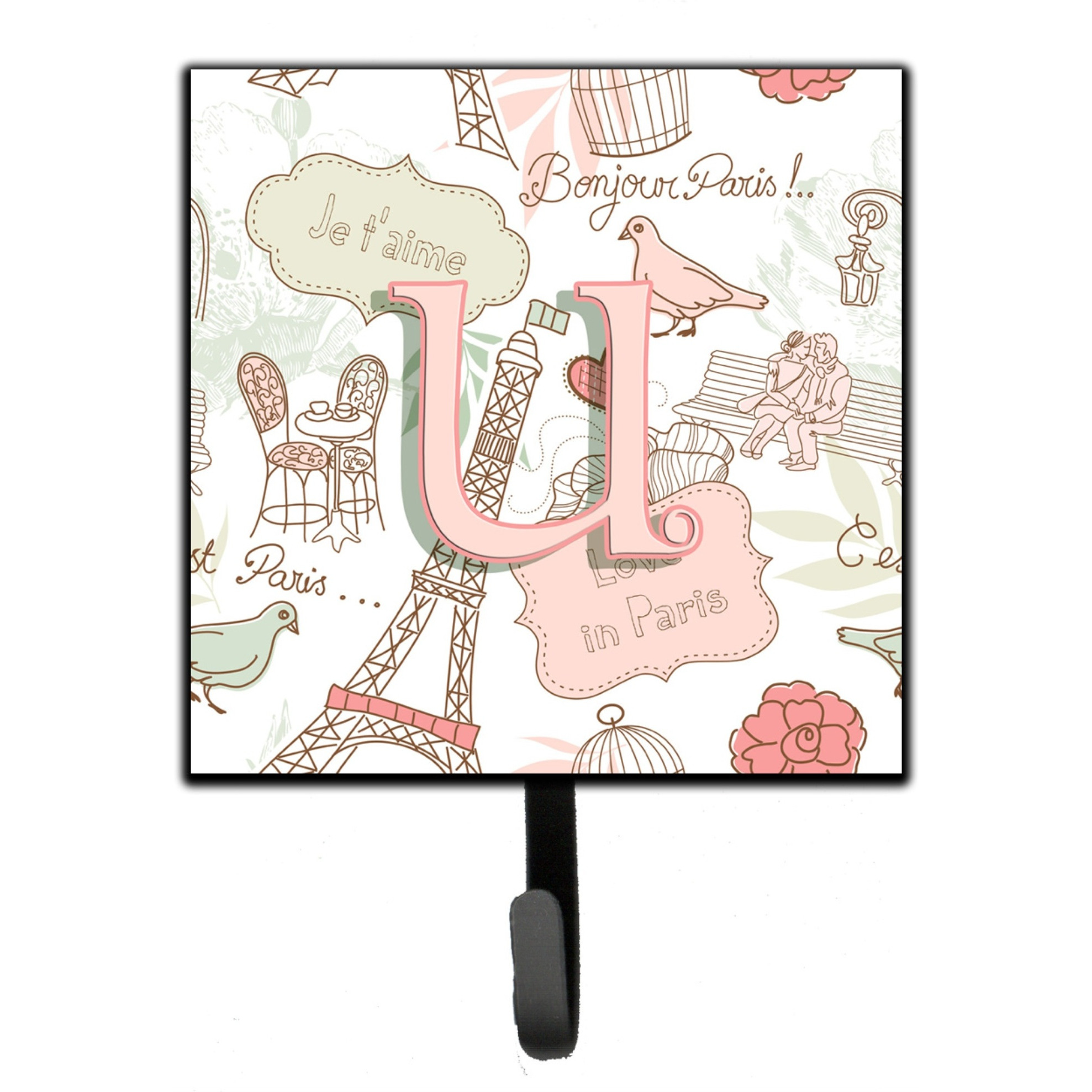 &quotCaroline's Treasures CJ2002-USH4 Letter U Love In Paris Pink Leash or Key Holder, Small, Multicolor"