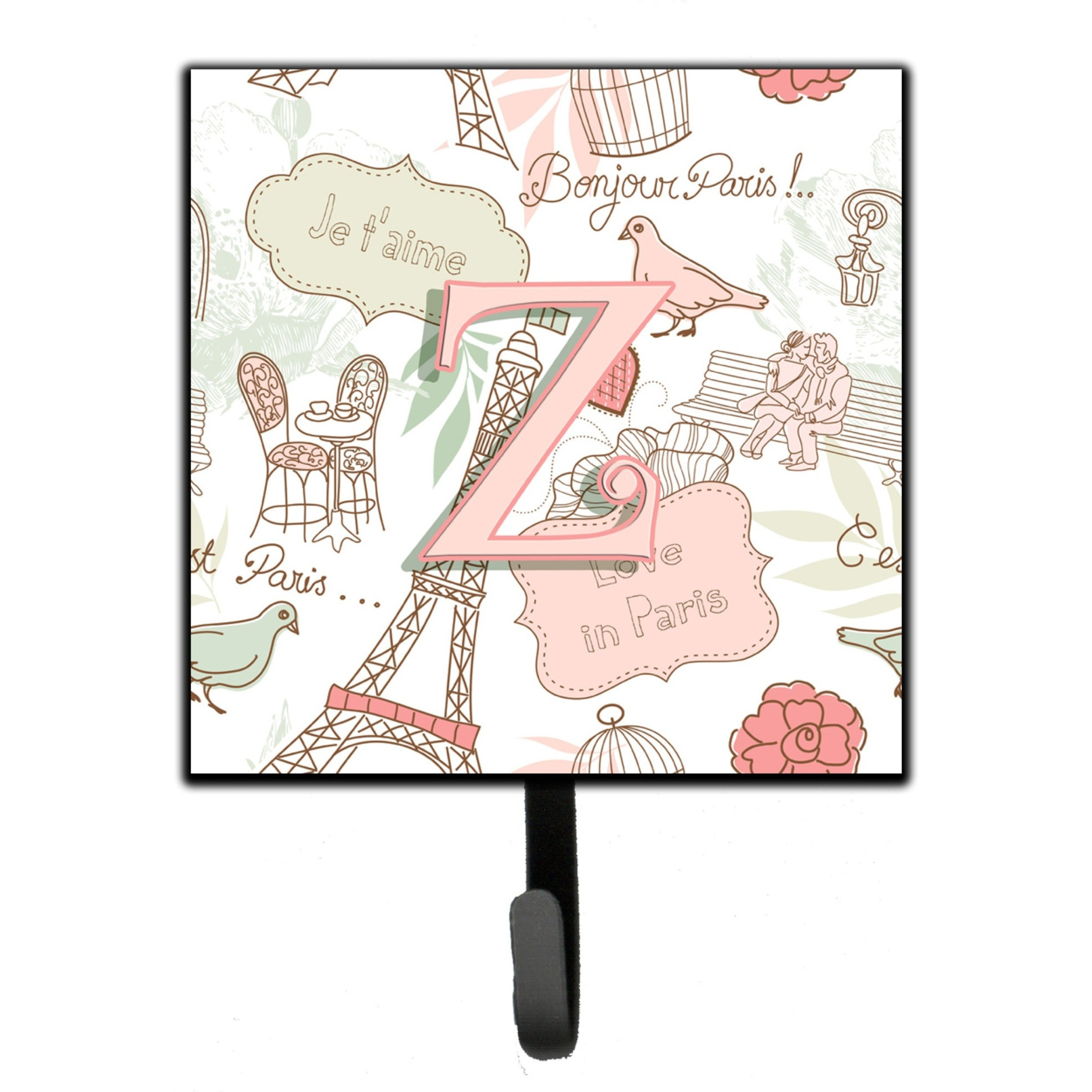 &quotCaroline's Treasures CJ2002-ZSH4 Letter Z Love In Paris Pink Leash or Key Holder, Small, Multicolor"