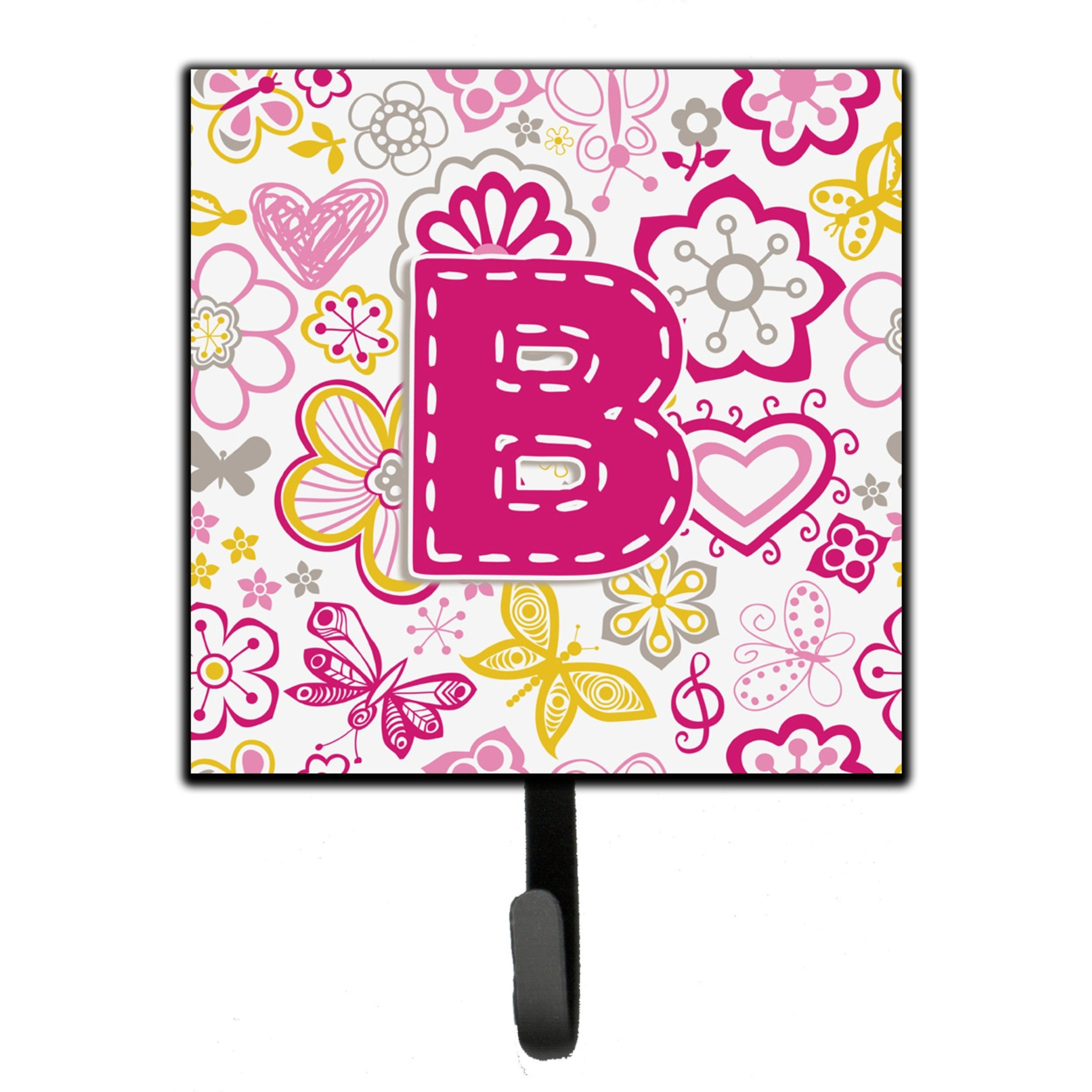 &quotCaroline's Treasures CJ2005-BSH4 Letter B Flowers and Butterflies Pink Leash or Key Holder, Small, Multicolor"