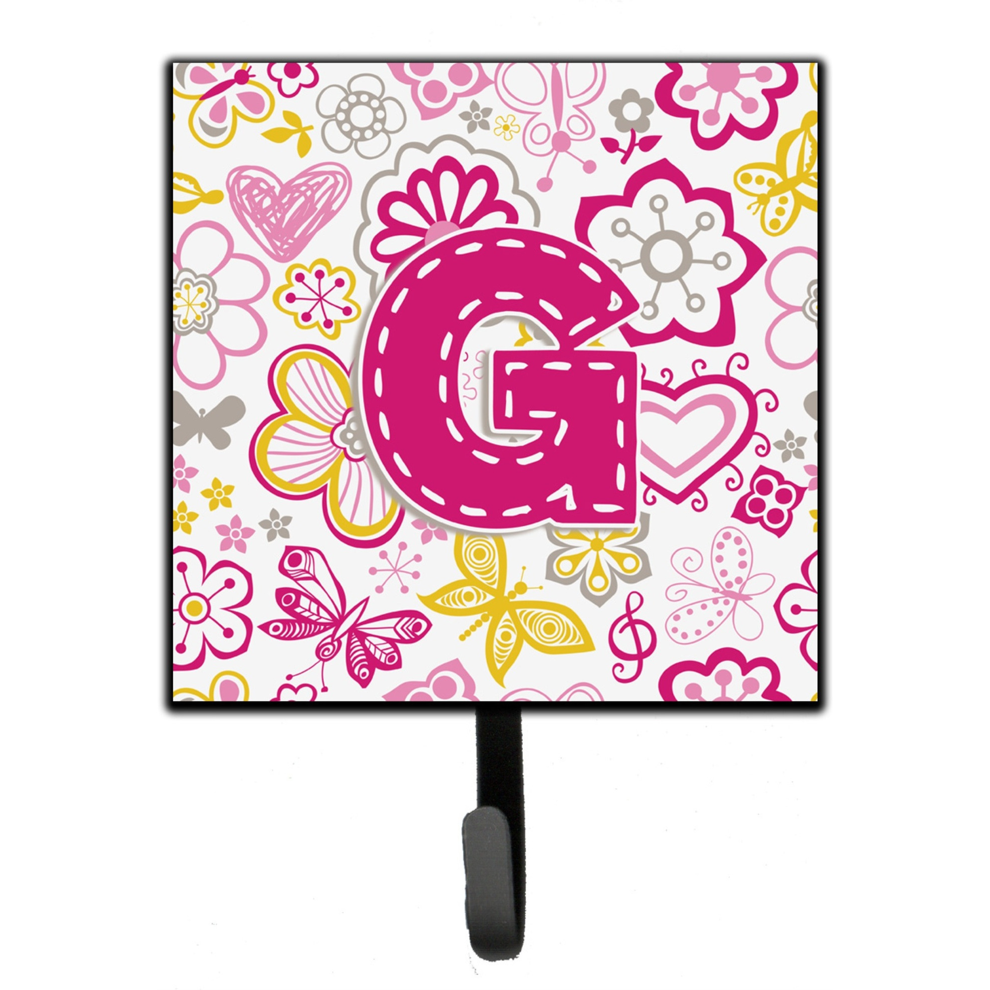 &quotCaroline's Treasures CJ2005-GSH4 Letter G Flowers and Butterflies Pink Leash or Key Holder, Small, Multicolor"