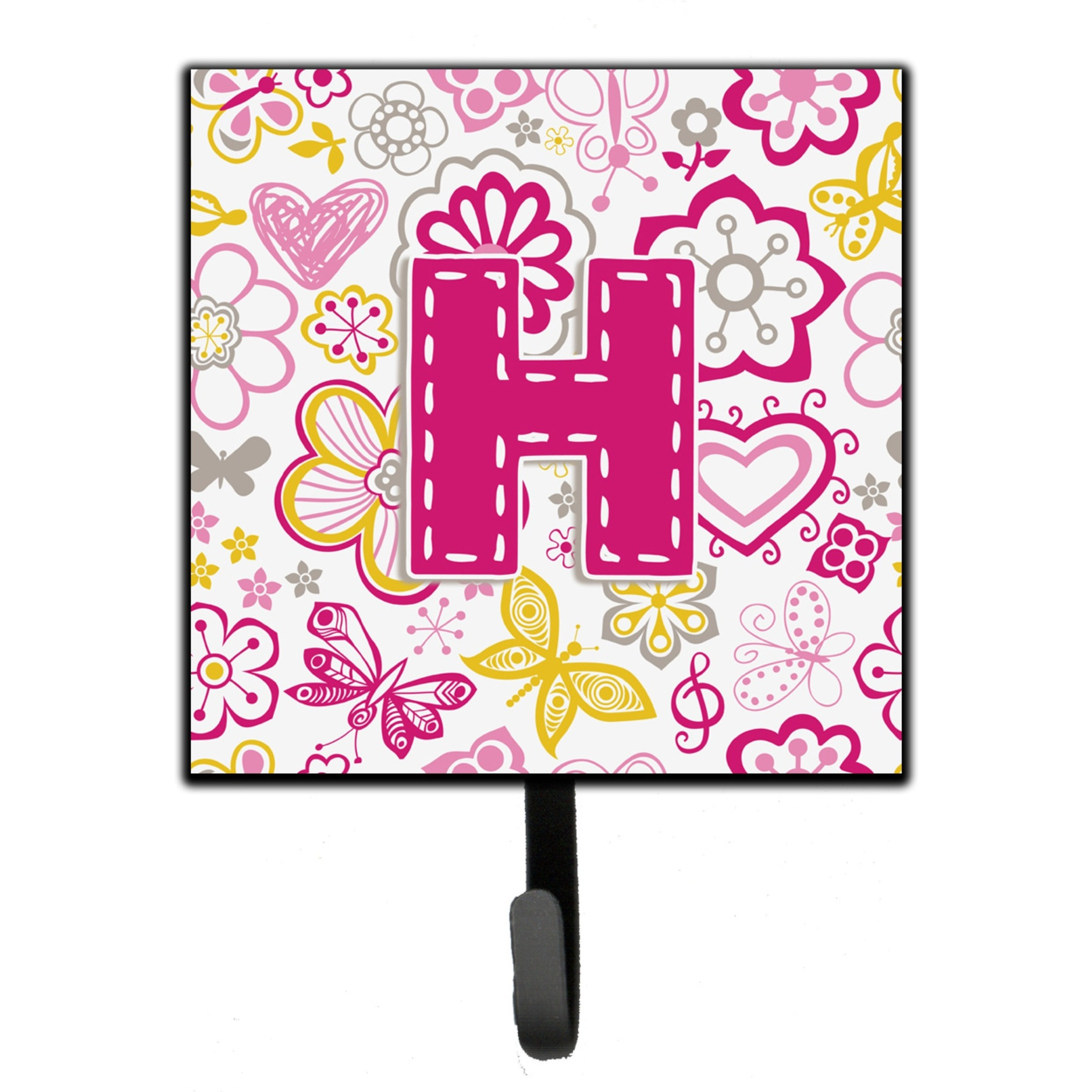 &quotCaroline's Treasures CJ2005-HSH4 Letter H Flowers and Butterflies Pink Leash or Key Holder, Small, Multicolor"