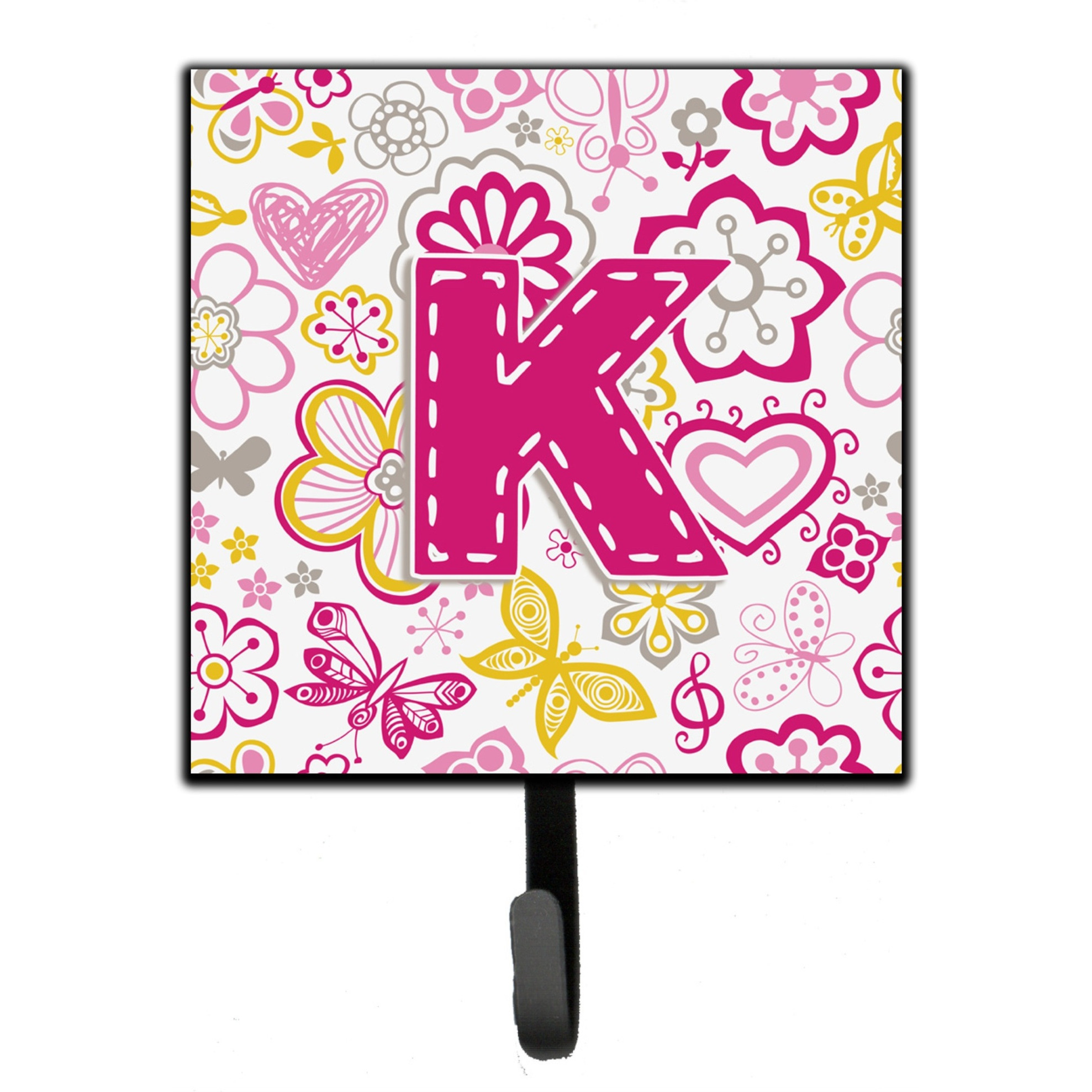 &quotCaroline's Treasures CJ2005-KSH4 Letter K Flowers and Butterflies Pink Leash or Key Holder, Small, Multicolor"