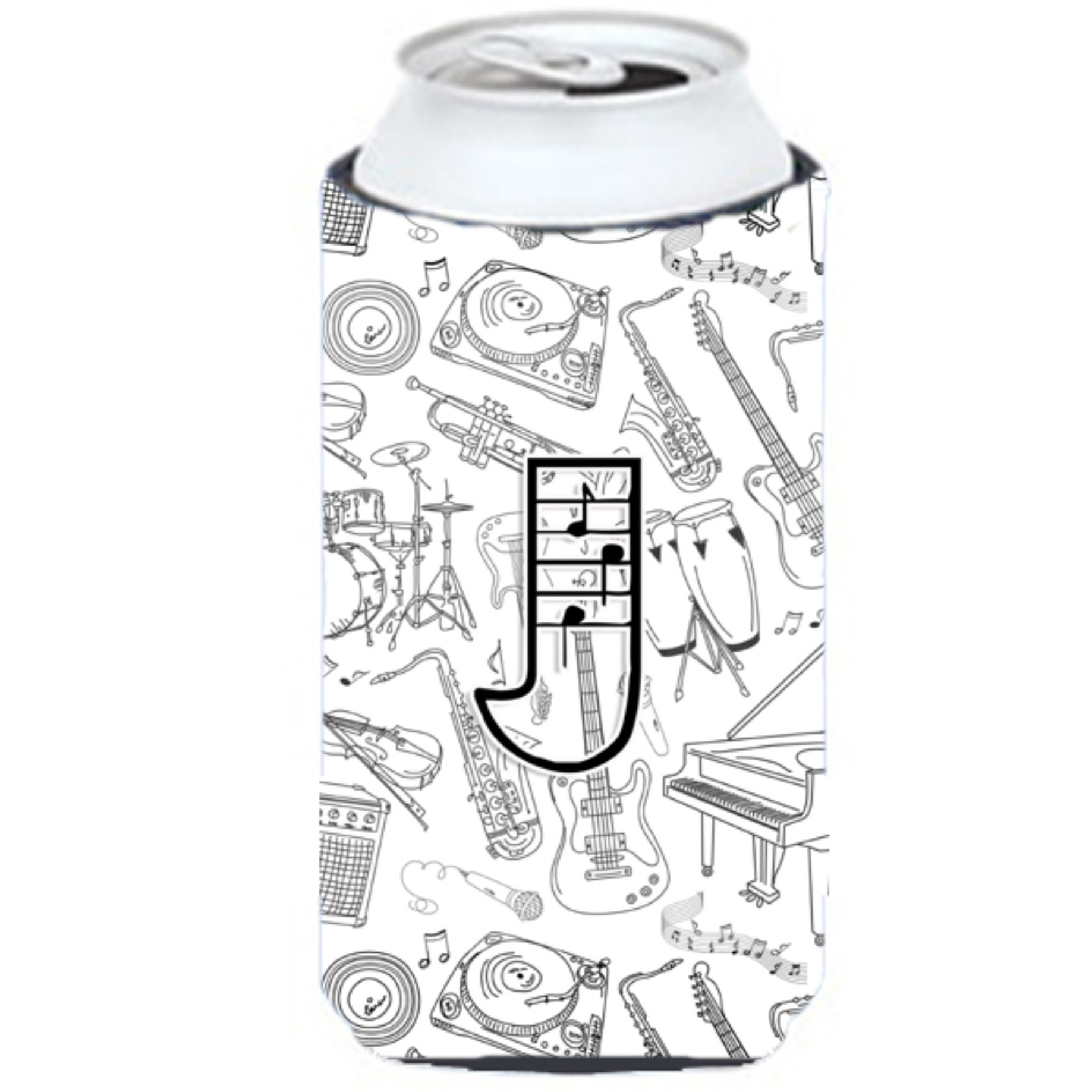 Letter J Musical Note Letters Tall Boy Beverage Insulator Hugger CJ2007-JTBC