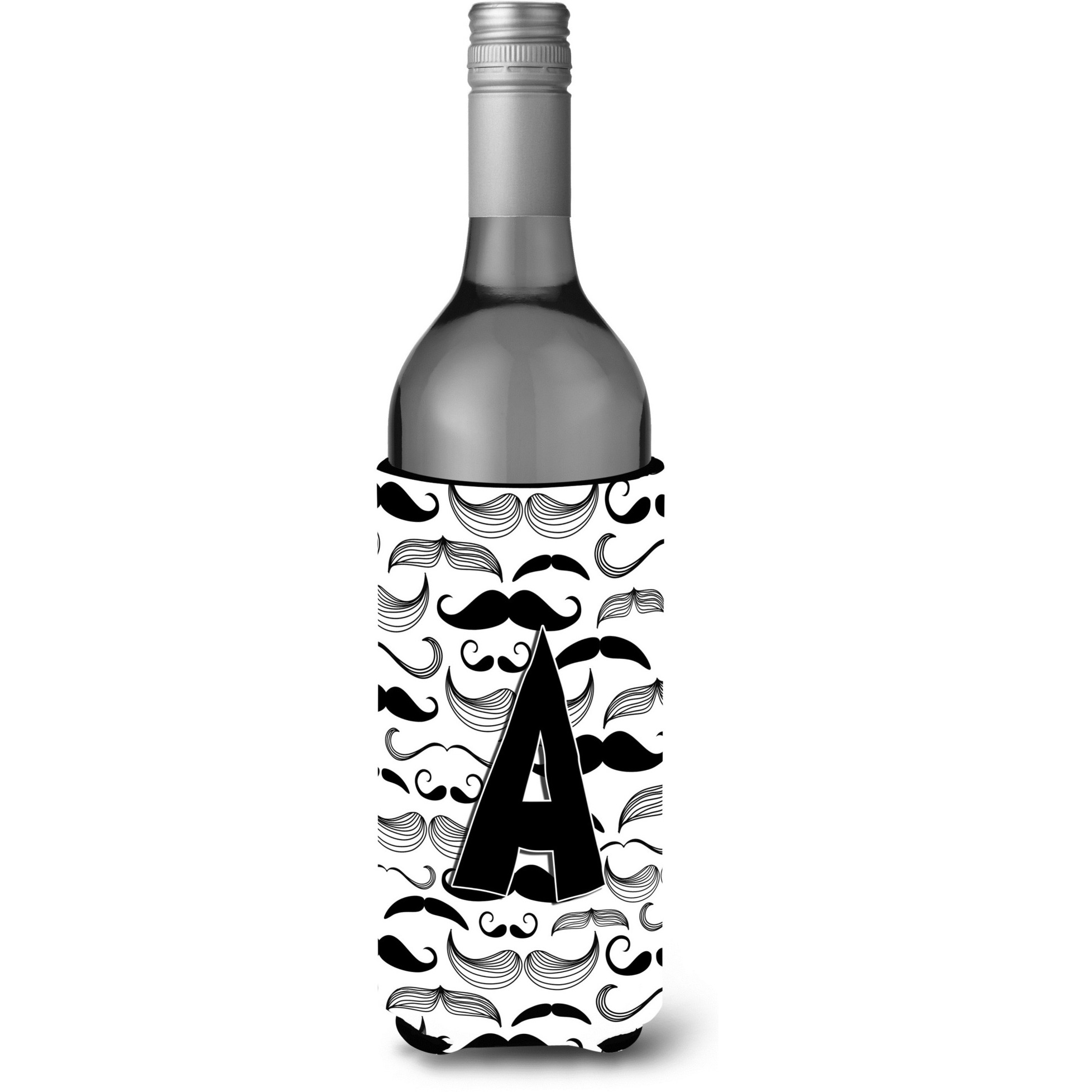 Letter A Moustache Initial Wine Bottle Beverage Insulator Hugger CJ2009-ALITERK