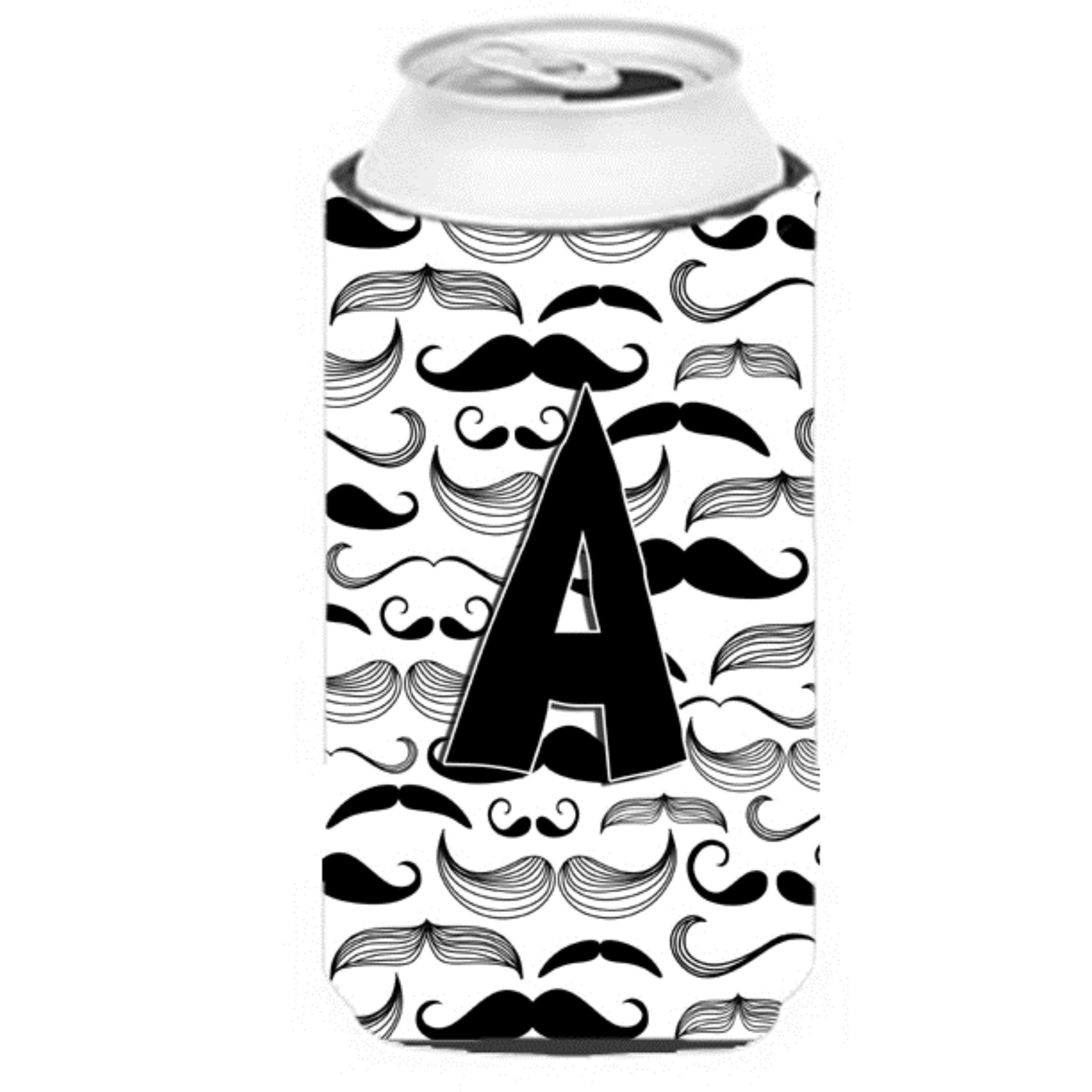 Letter A Moustache Initial Tall Boy Beverage Insulator Hugger CJ2009-ATBC