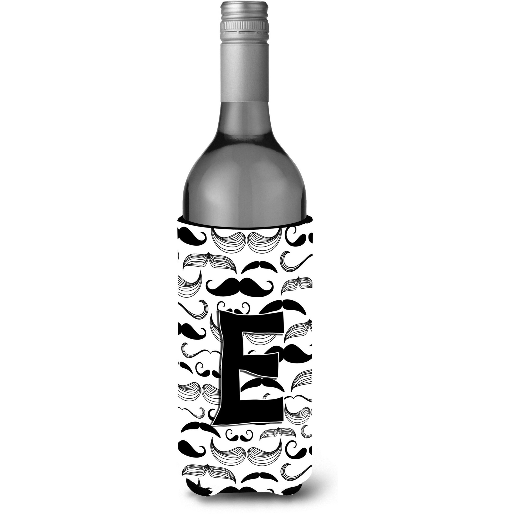 Letter E Moustache Initial Wine Bottle Beverage Insulator Hugger CJ2009-ELITERK