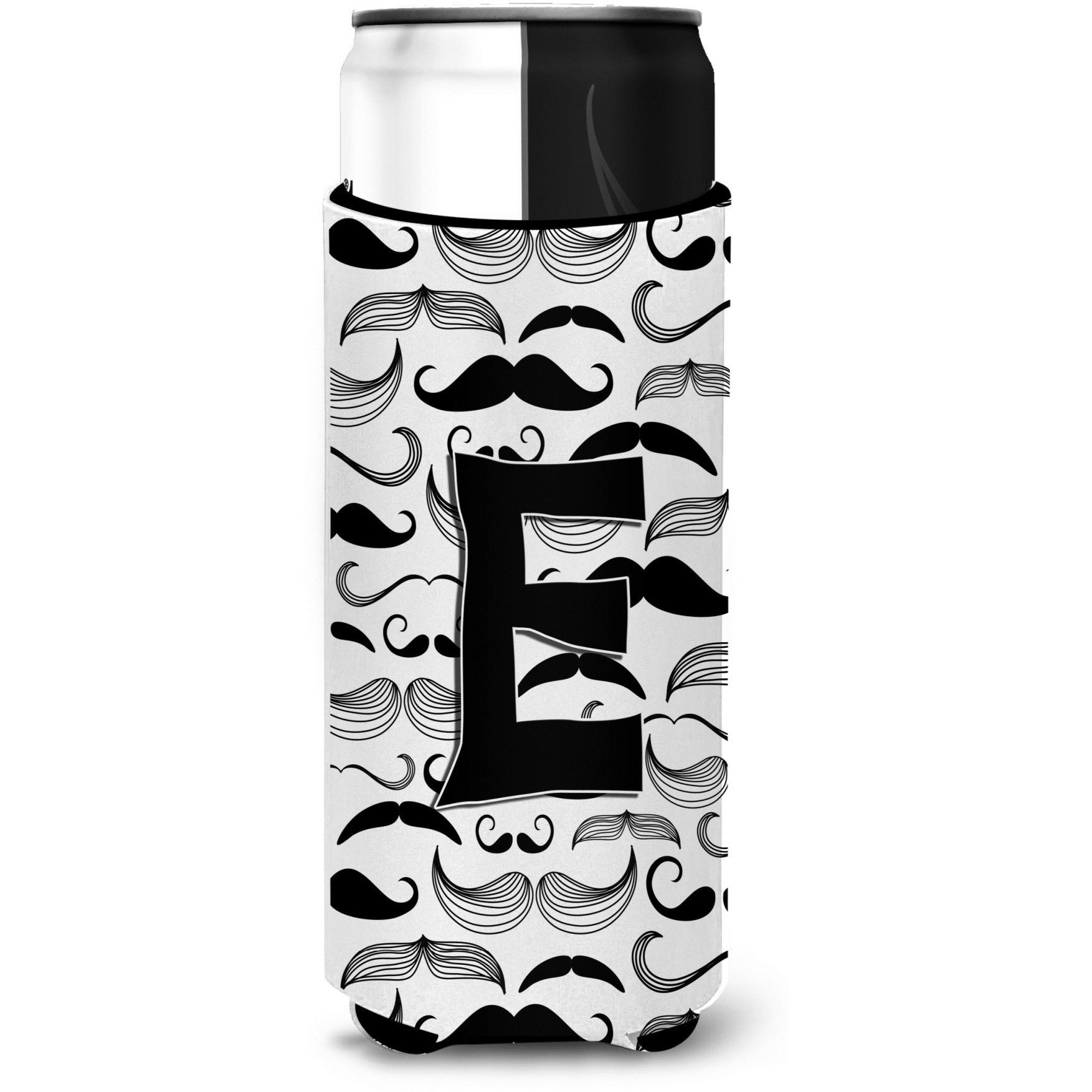 Letter E Moustache Initial Ultra Beverage Insulators for slim cans CJ2009-EMUK